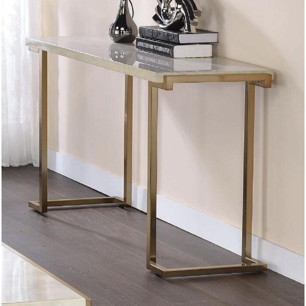 ACME Boice II Sofa Table in Faux Marble & Champagne 82873 image