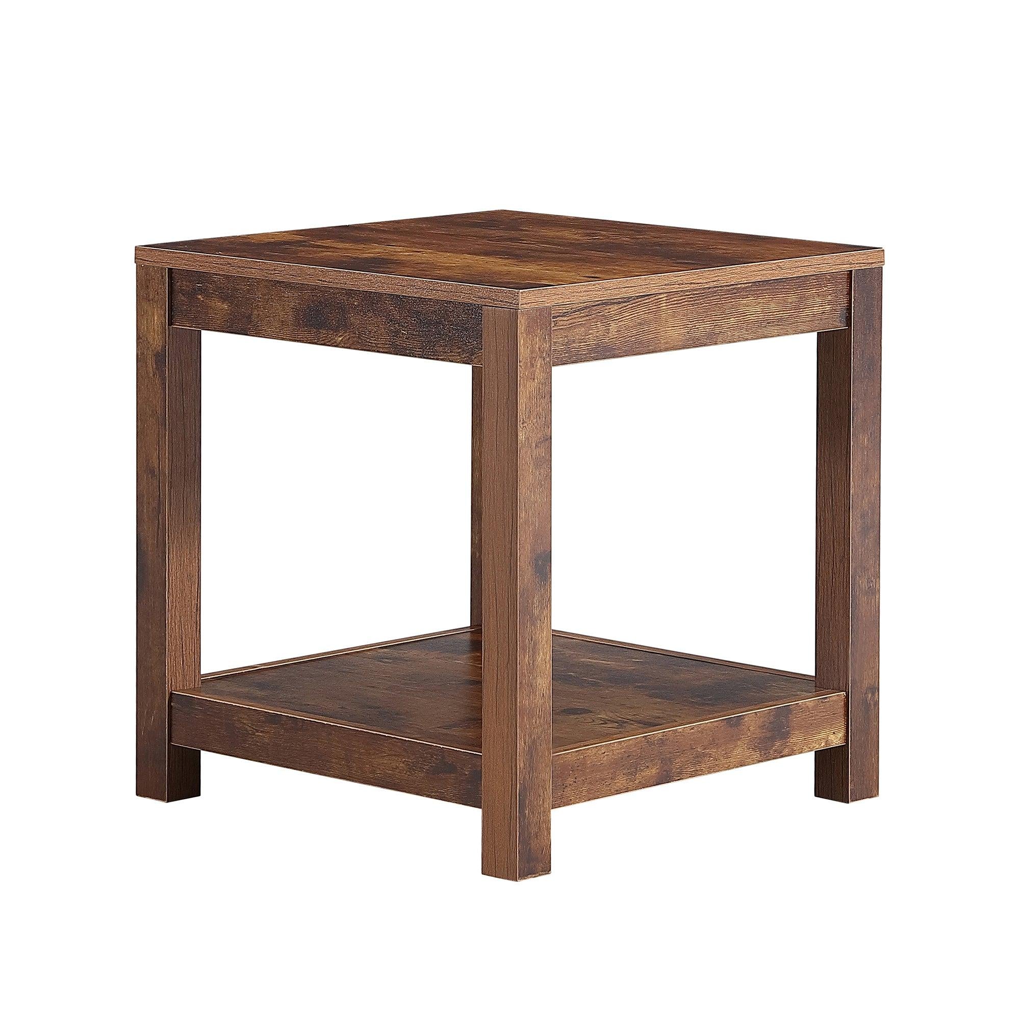 Rustic Brown Side Table , 2-Tier Small Space End Table ,Modern Night Stand, Sofa table, Side Table withStorage Shelve