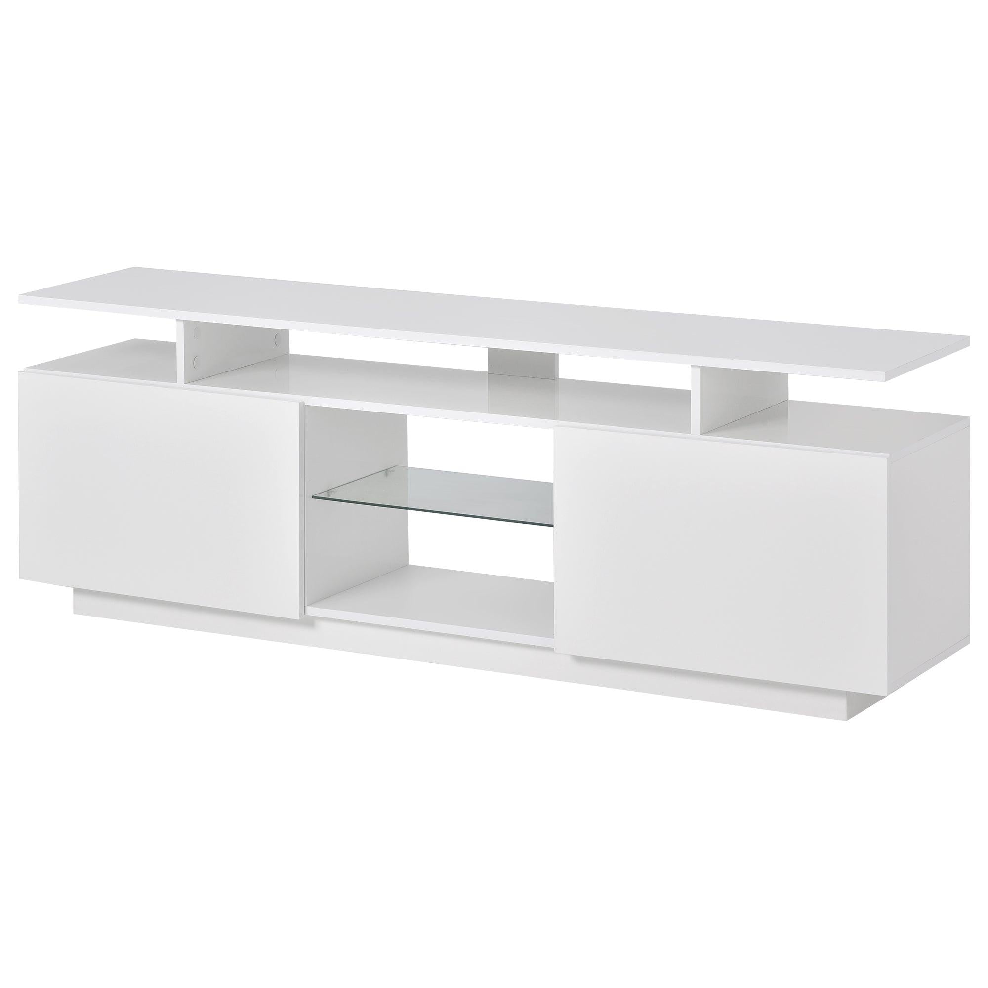 Modern TV Stand for TVs up to 65inches with LED lights, 16 Colors, for Livingroom, Bedroom, White