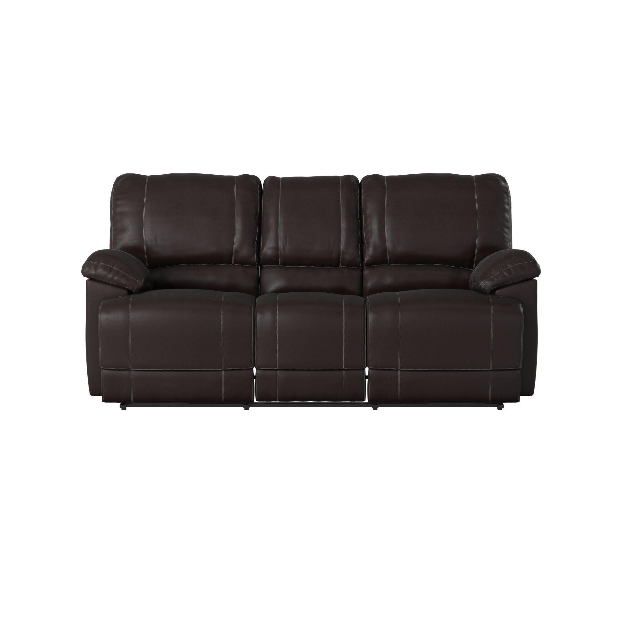 Dark Brown Double Reclining 1pc Sofa with Center Drop-Down Cup Holder Comfortable Plush Seating Solid Wood Plywood Furniture