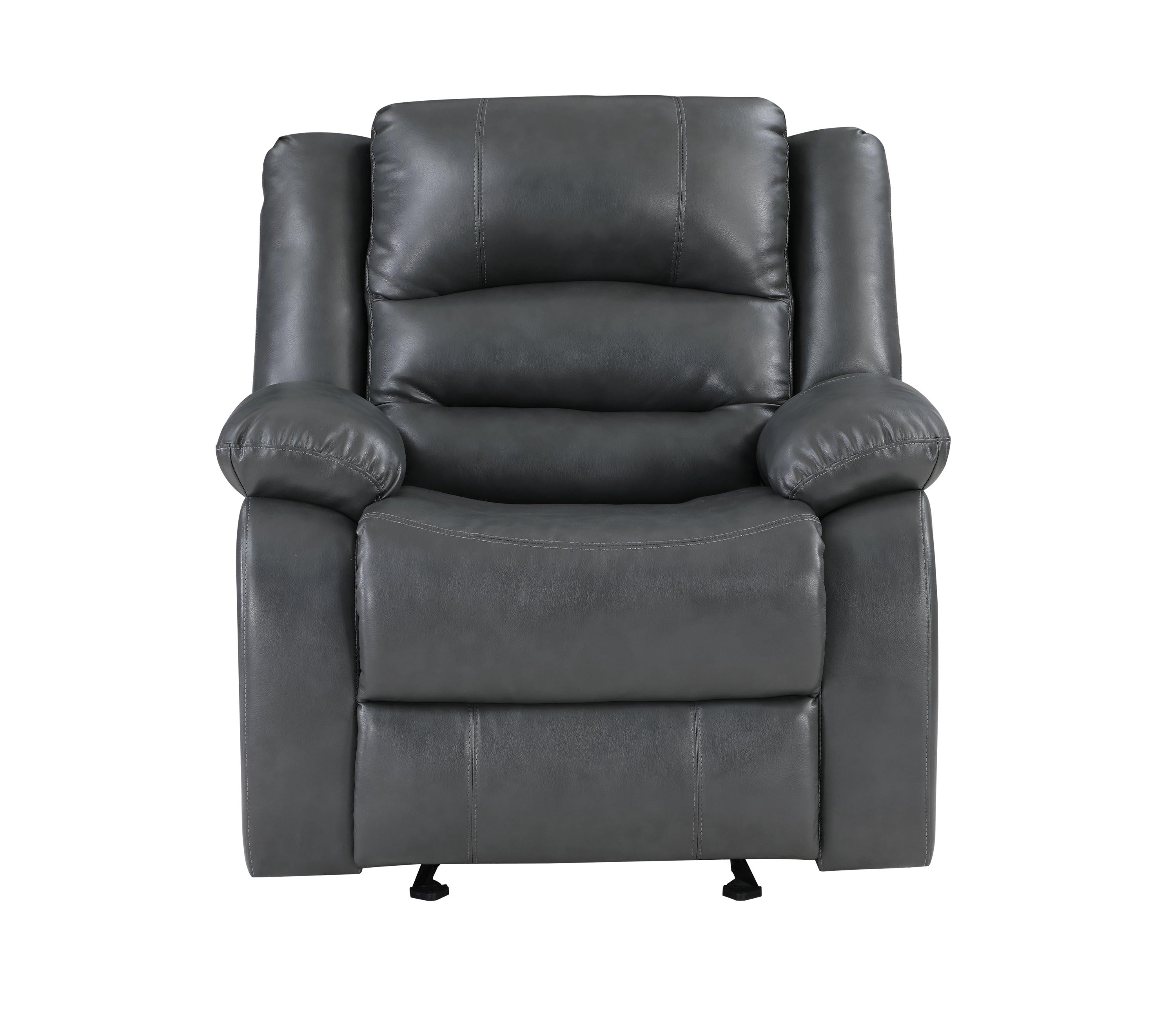 Martin Manual Reclining Chair finished with Faux Leather/ Wood in Gray image