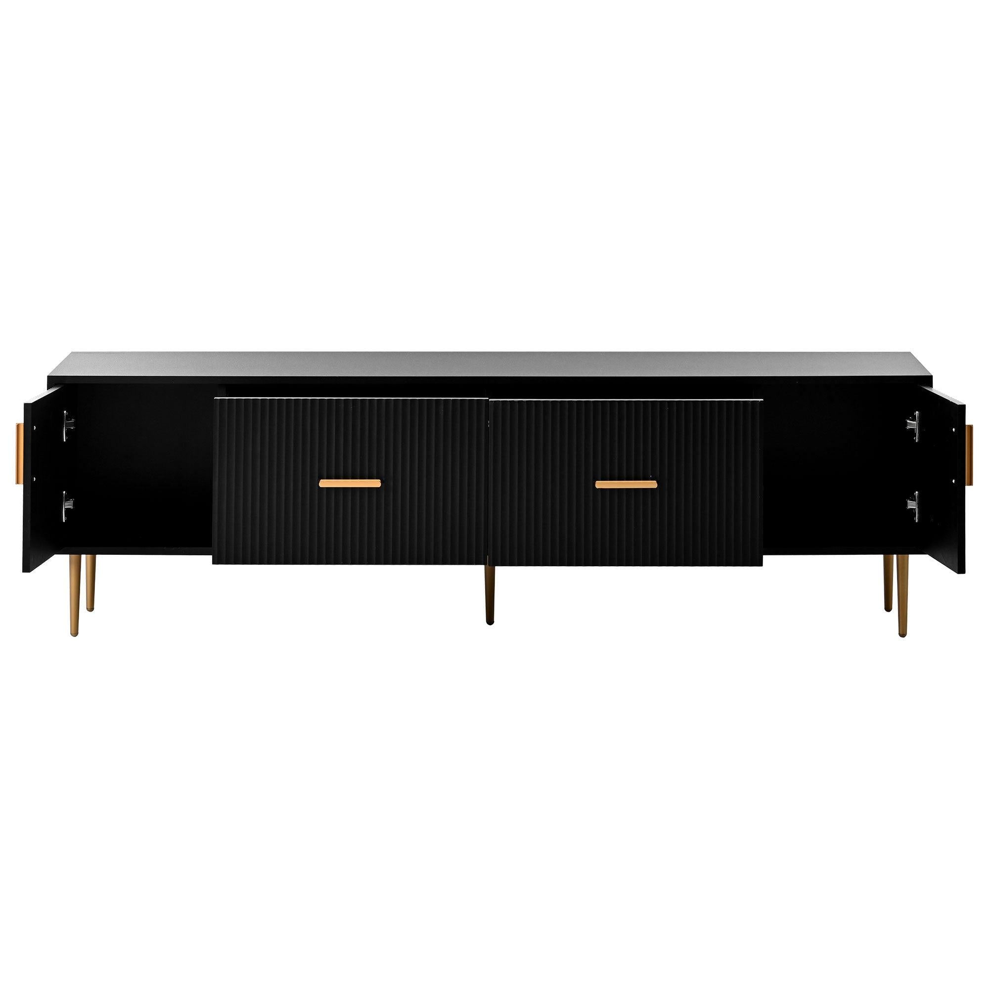 Modern TV Stand with 5 Champagne Legs - Durable, Stylish and Spacious，TVS Up to 75''