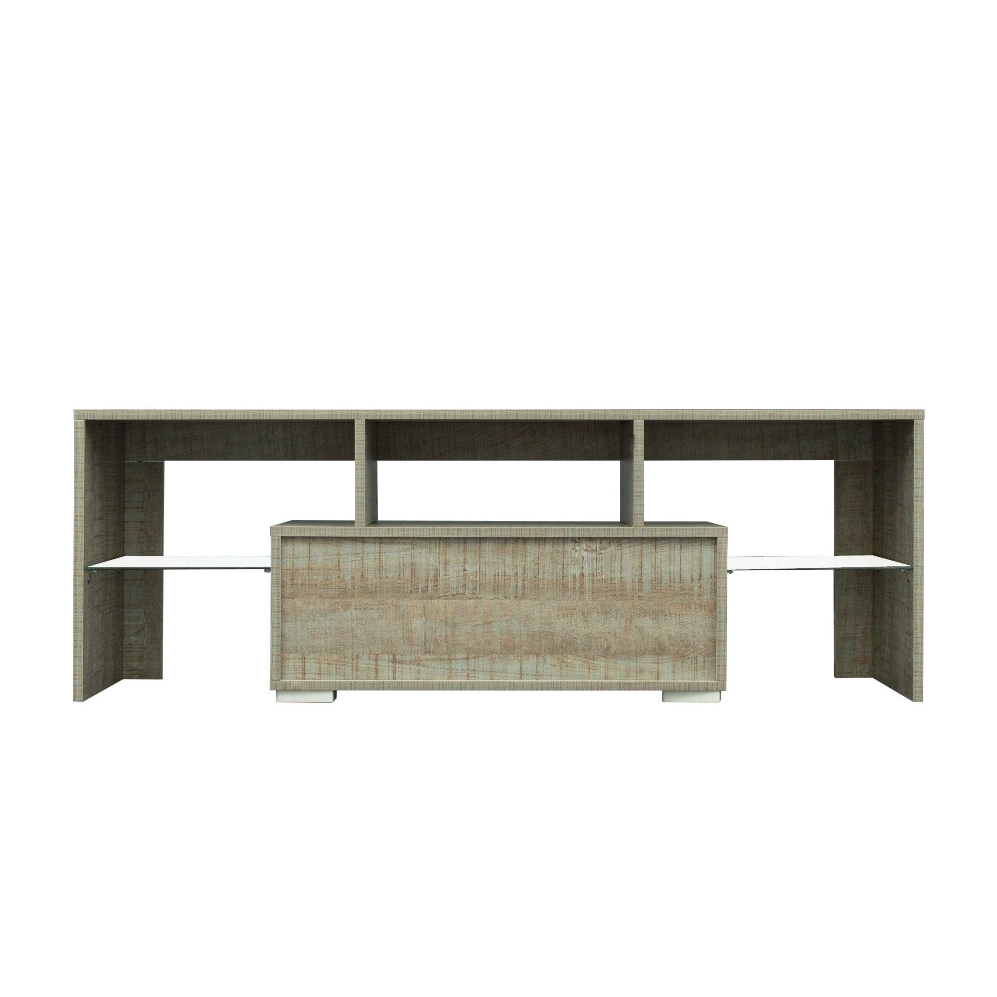 TV Stand with LED RGB Lights,Flat Screen TV Cabinet, Gaming Consoles - in Lounge Room, Living Room and Bedroom，GREY OAK