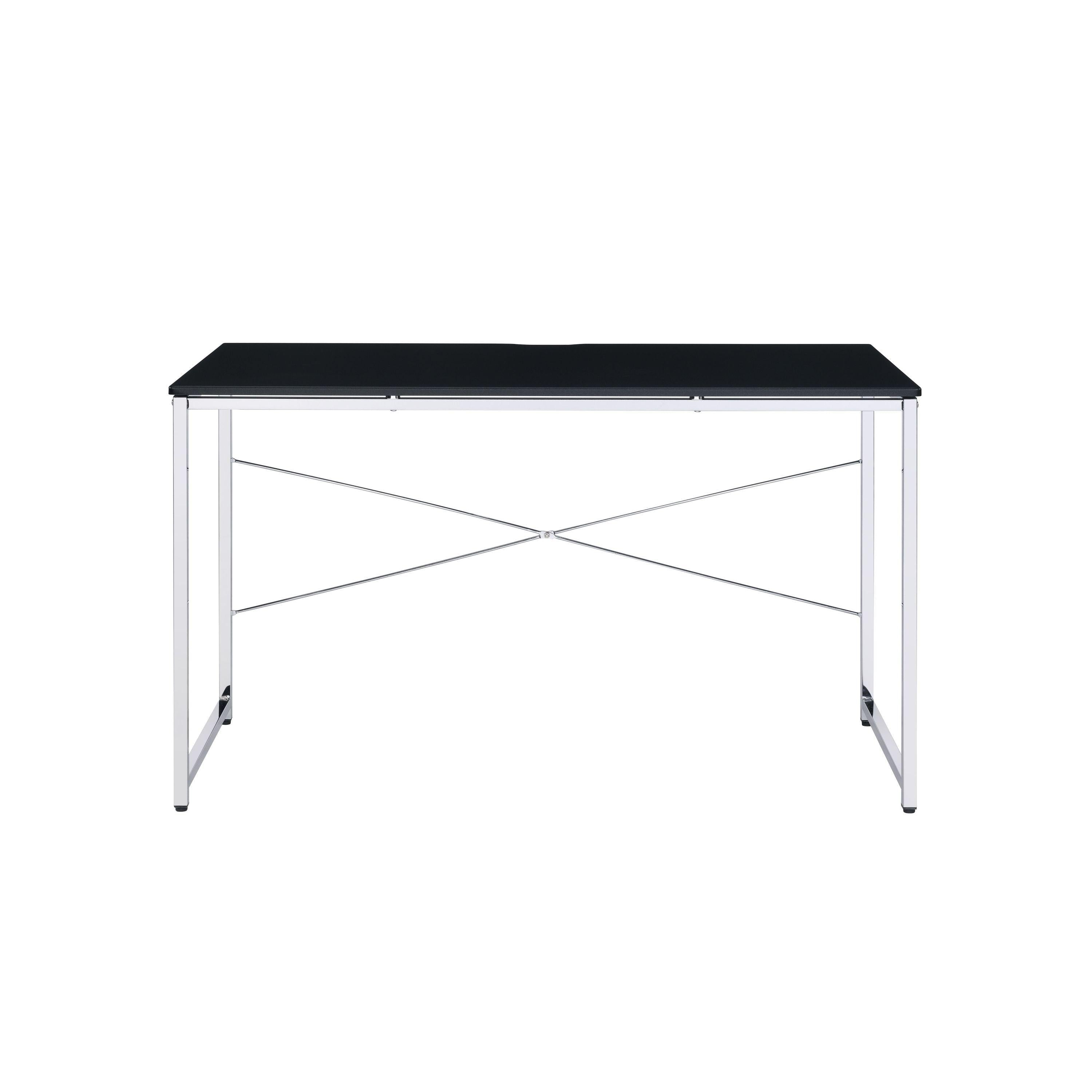 ACME Tennos Writing Desk, Black & Chrome Finish 93195