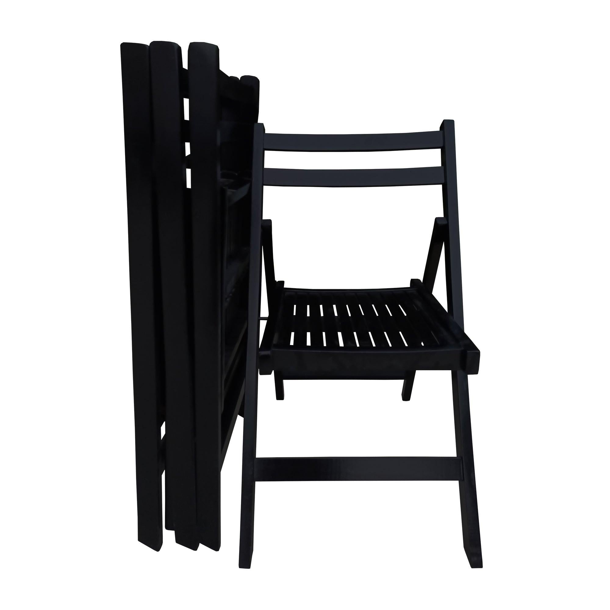 Furniture Slatted Wood Folding Special Event Chair - black, Set of 4 ，FOLDING CHAIR, FOLDABLE STYLE