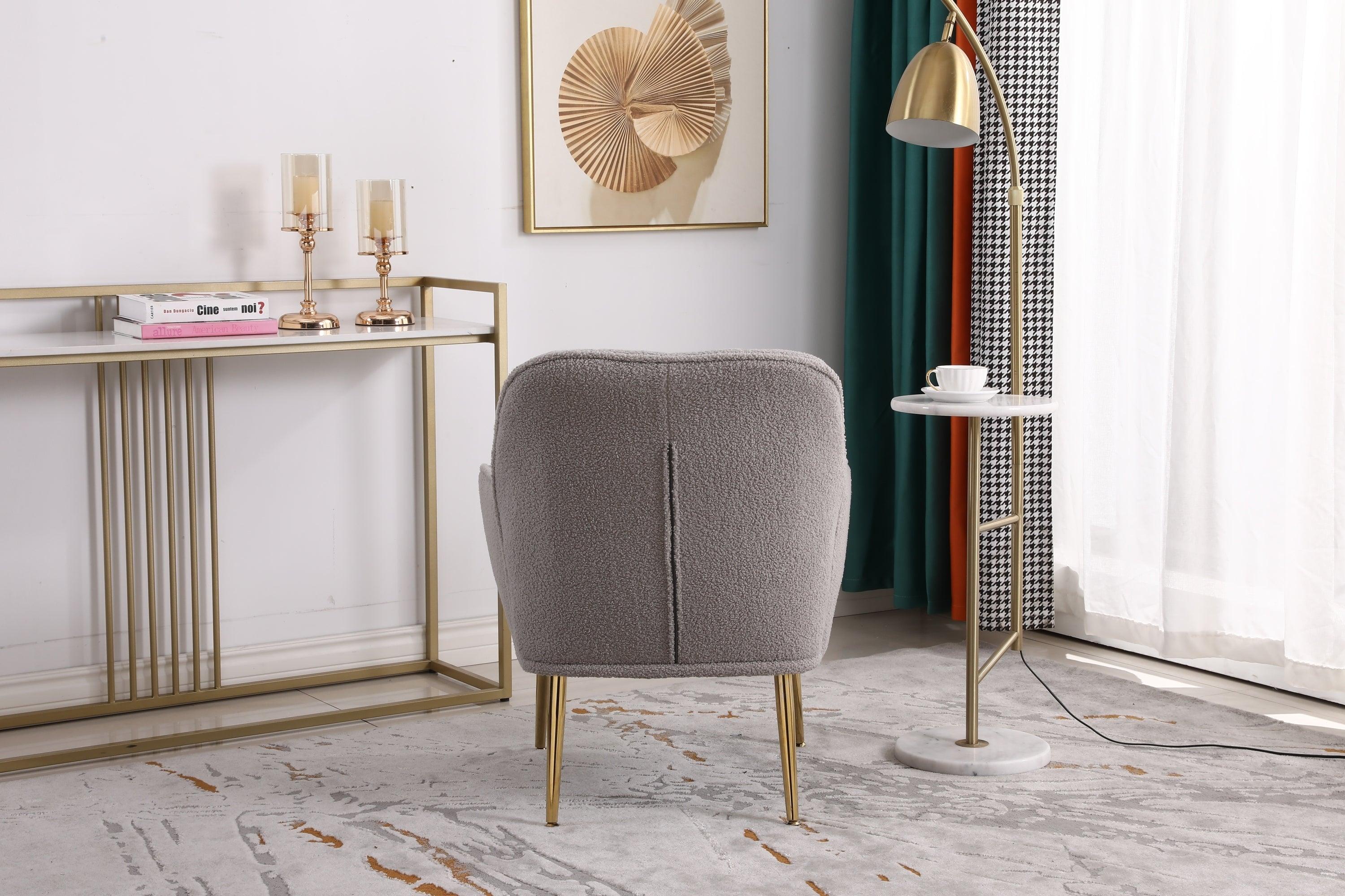 Modern Mid Century Chair Tufted Sherpa Armchair for Living Room Bedroom Office Easy Assemble