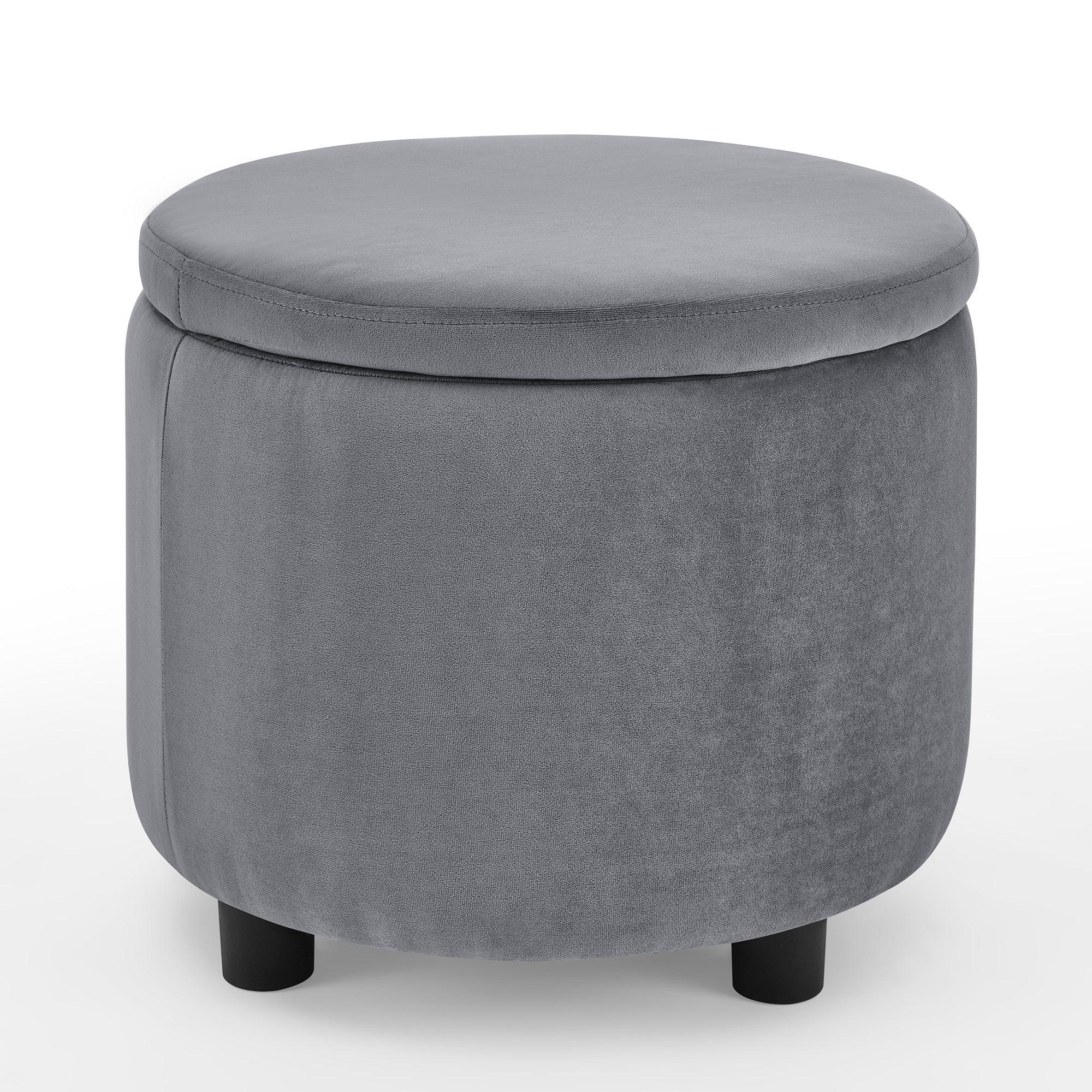 Swviel Barrel Chair with Black Stainless Steel Base, withStorage Ottoman, Velvet, Grey