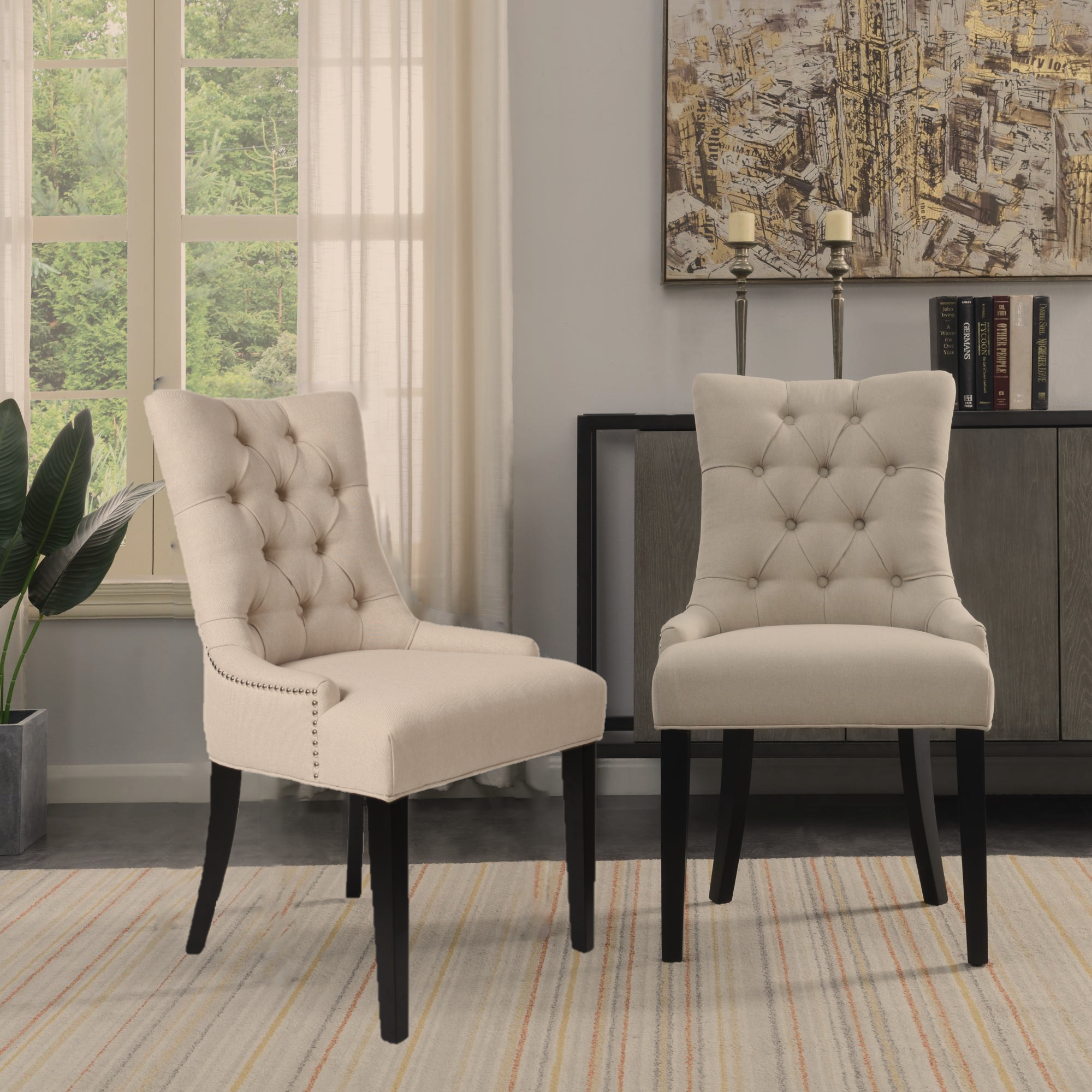 Dinng Chair Livingroom Chair with Bronze Nailhead（2 pcs set） image