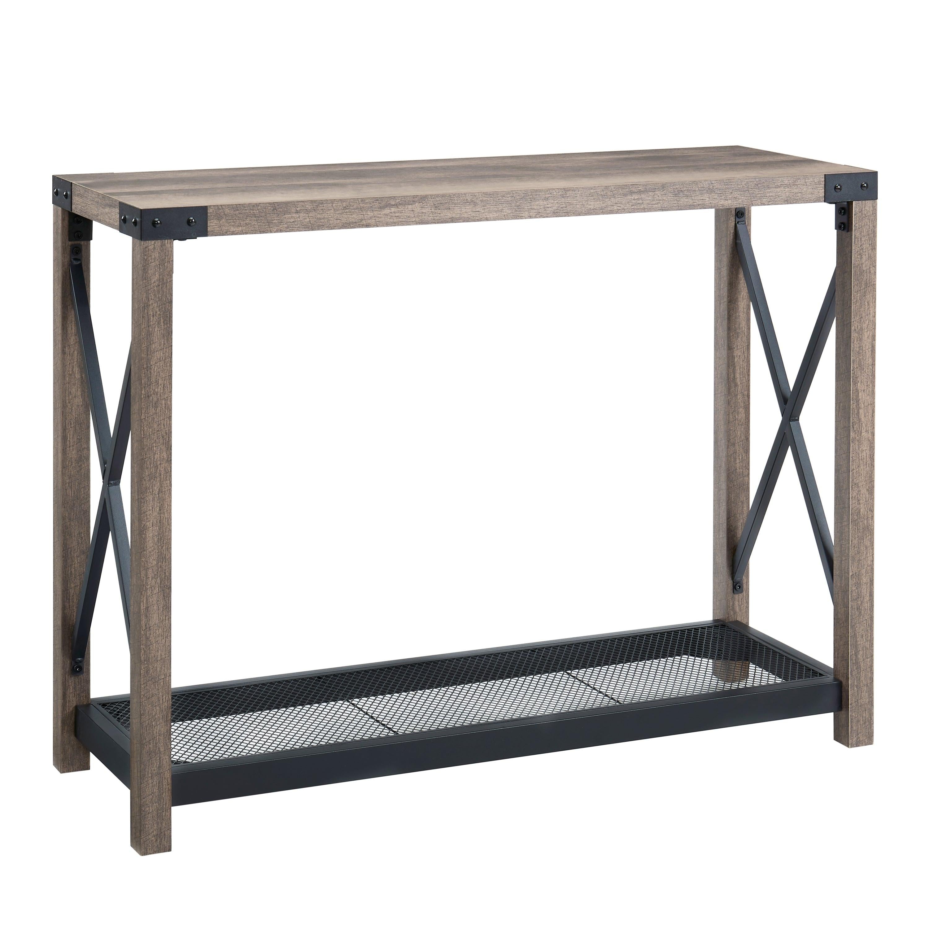 38.82" Farmhouse Entry Table, Industrial Sofa Table with 2 Tier, Console Table for Entryway, Living Room, Easy Assembly, Grey