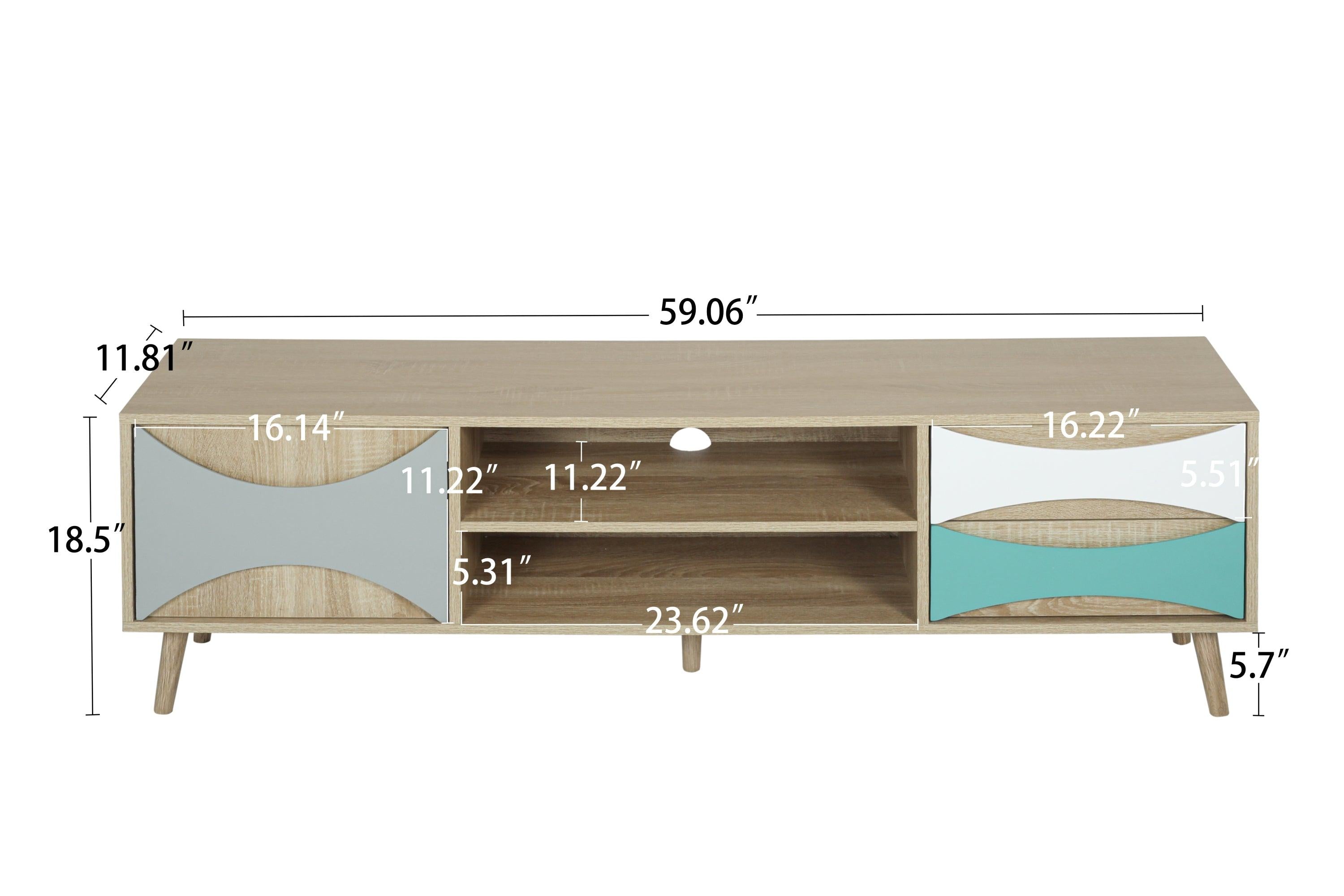 TV Stand withStorage Cabinet and Shelves, TV Console Table for Living Room