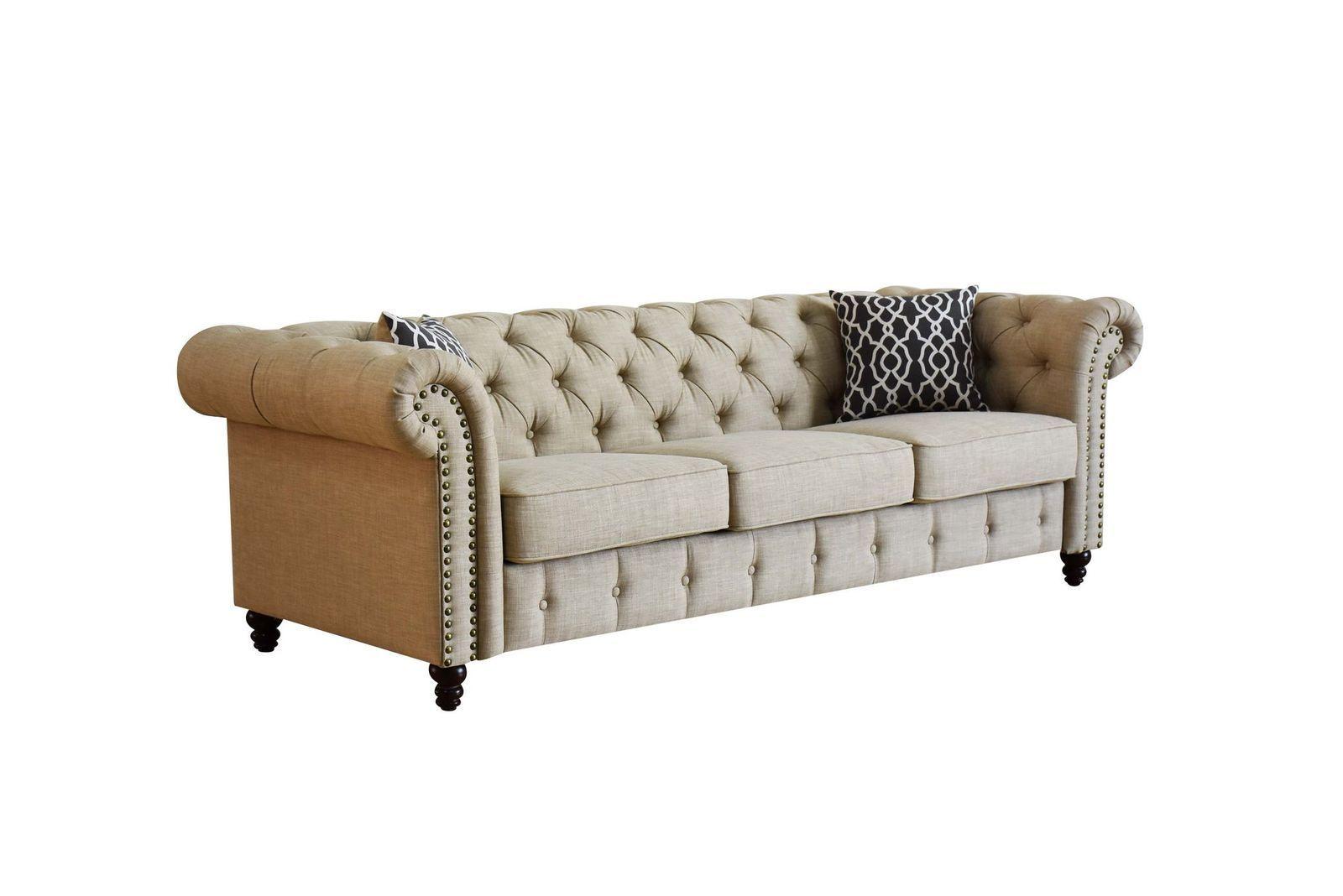 ACME Aurelia Sofa w/2 Pillows, Beige Linen 52420 image