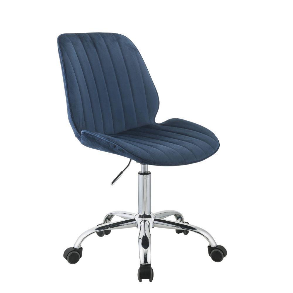 ACME Muata Office Chair, Twilight Blue Velvet & Chrome 92932