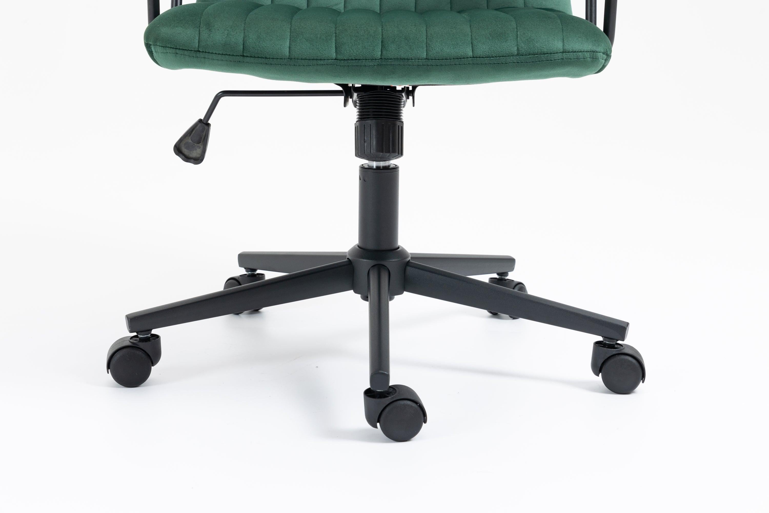 Mid-Back Desk Chair,Velvet Executive Swivel Office Chair with black Frame ,Swivel Arm Chair For Home Office(Green)