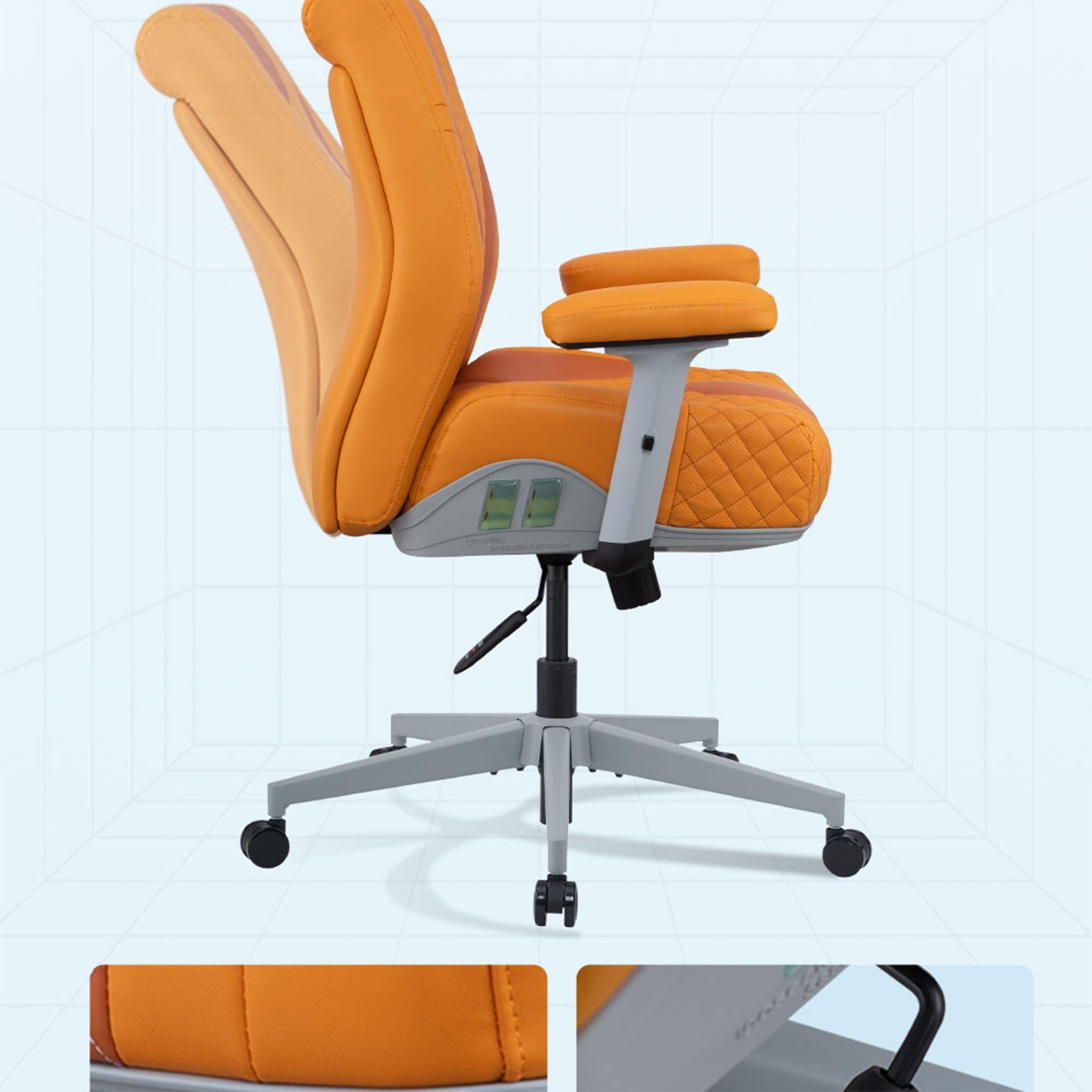 Office Desk Chair, Air Cushion Low Back Ergonomic Managerial Executive Chairs, Headrest and Lumbar Support Desk Chairs with Wheels and Armrest, Orange/Dark Orange