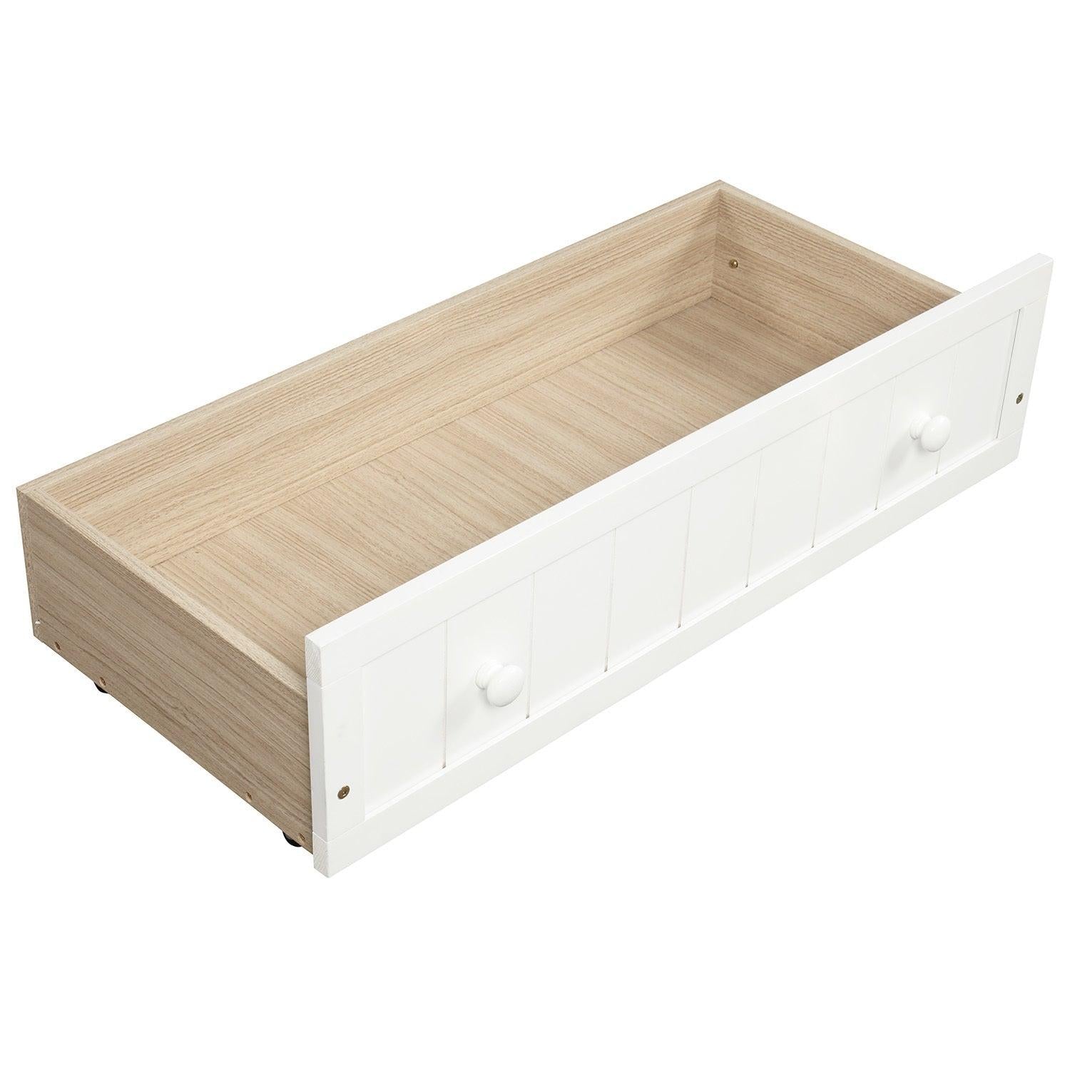 Twin Wooden Daybed with 2 drawers, Sofa Bed for Bedroom Living Room,No Box Spring Needed,White