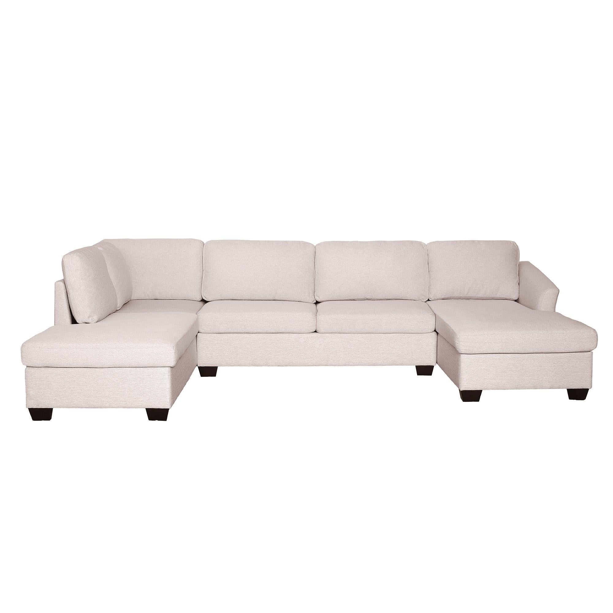 Modern Large  U-Shape Sectional Sofa, Double Extra Wide Chaise Lounge Couch,  Beige