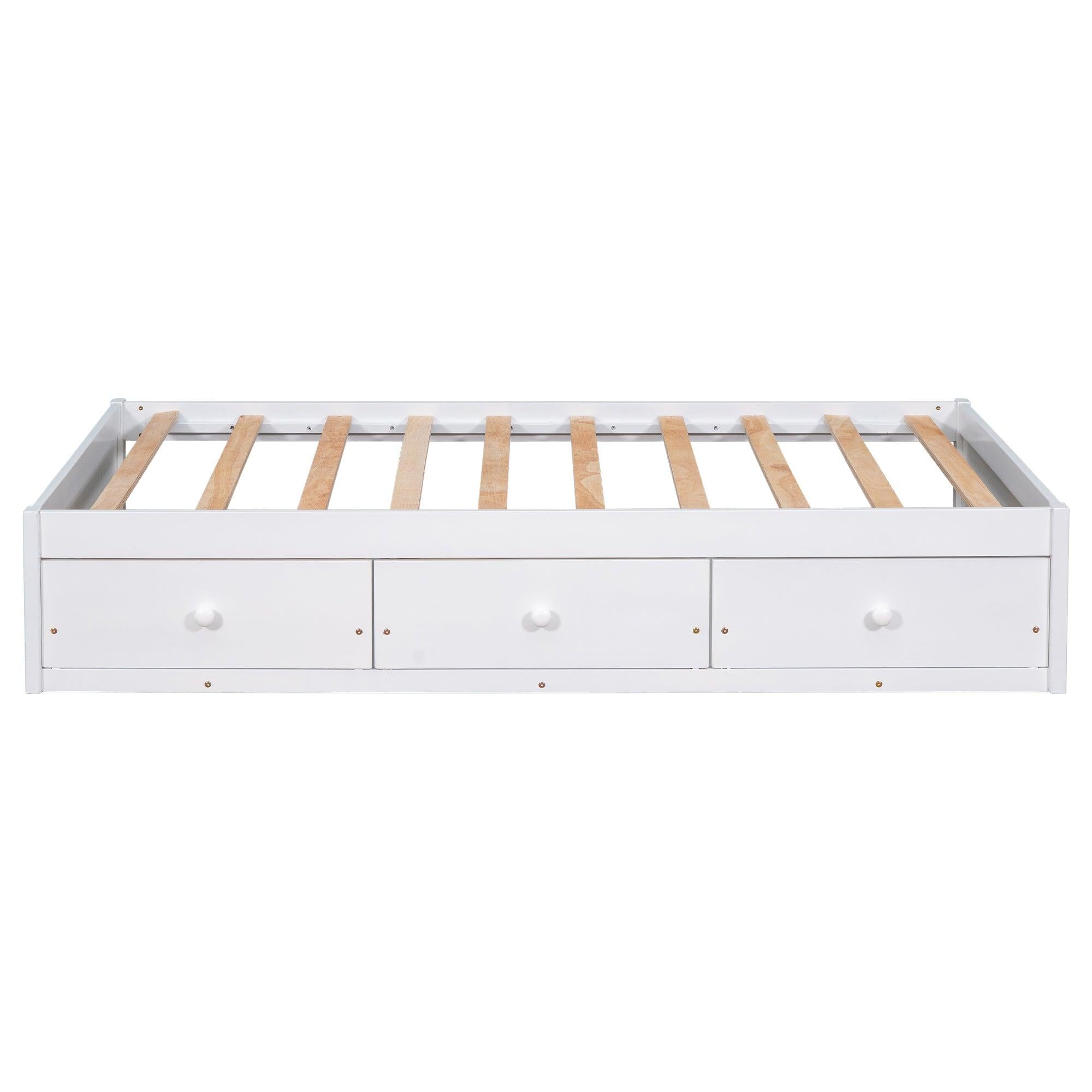 Twin Size PlatformStorage Bed with 3 Drawers,White