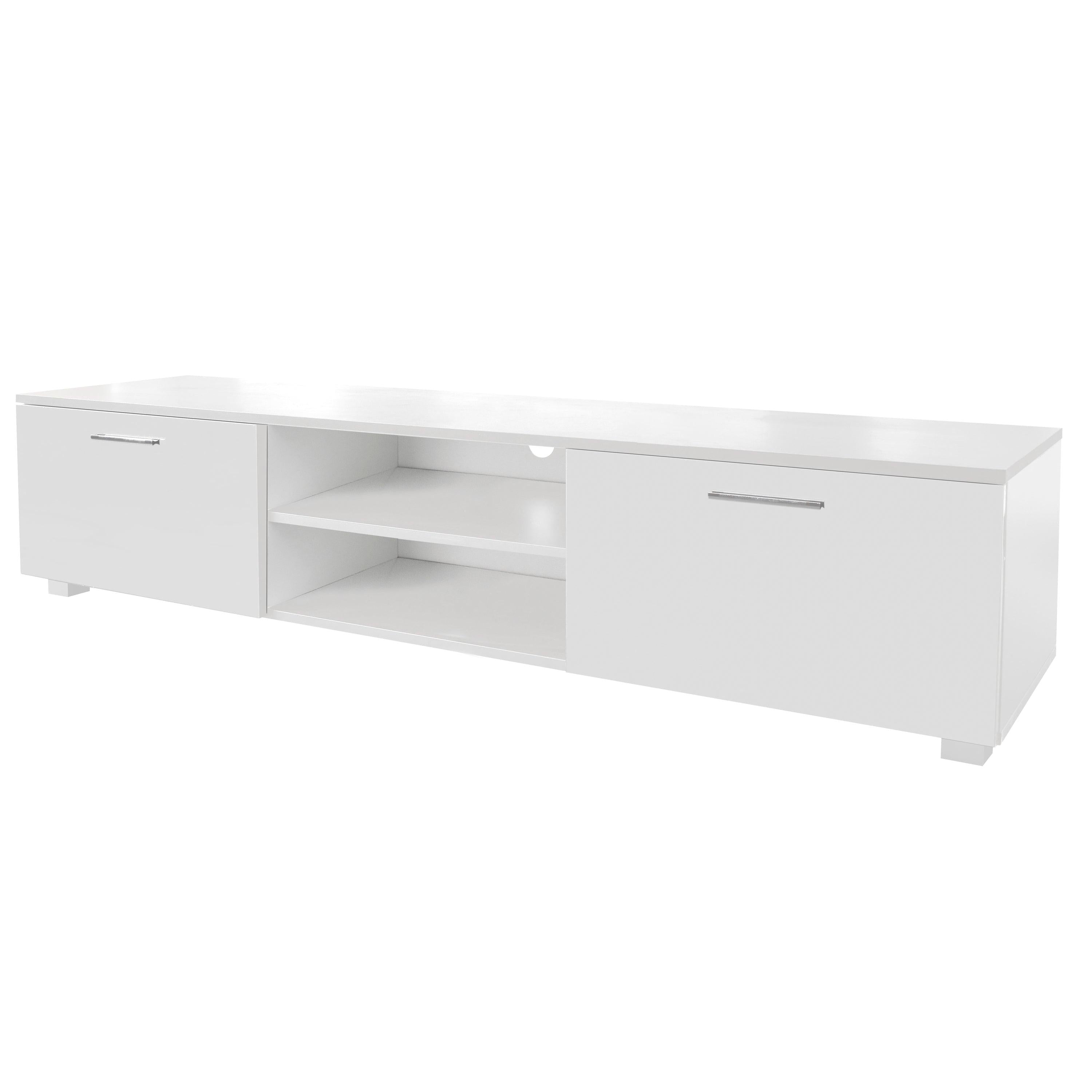 White TV Stand for 70 Inch TV Stands, Media Console Entertainment Center Television Table, 2Storage Cabinet with Open Shelves for Living Room Bedroom