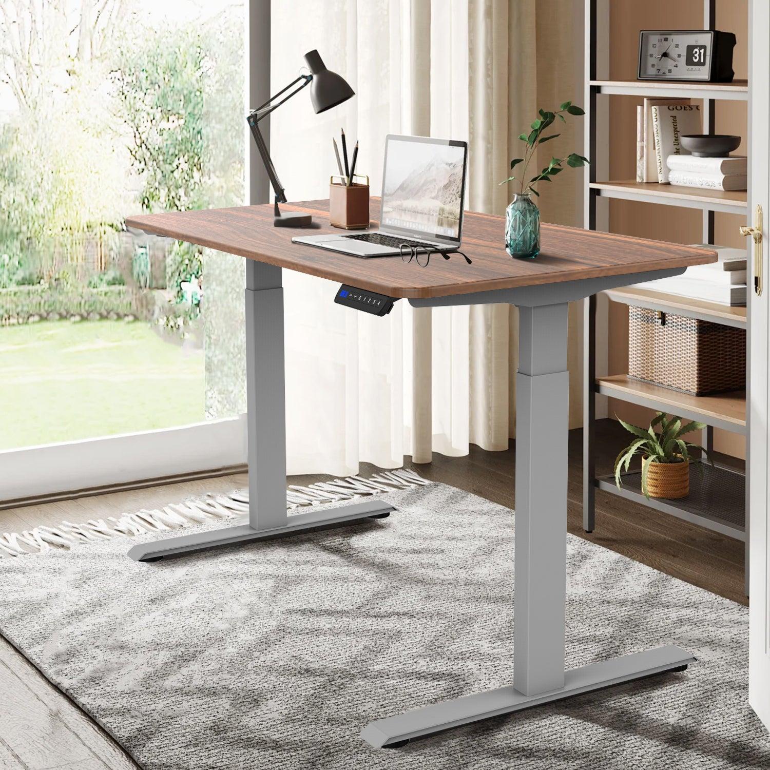 Electric Standing Desk  with Dual Motor Height Adjustable Sit Stand Desk Computer Workstation with USB Charge
"	
，Silver Grey