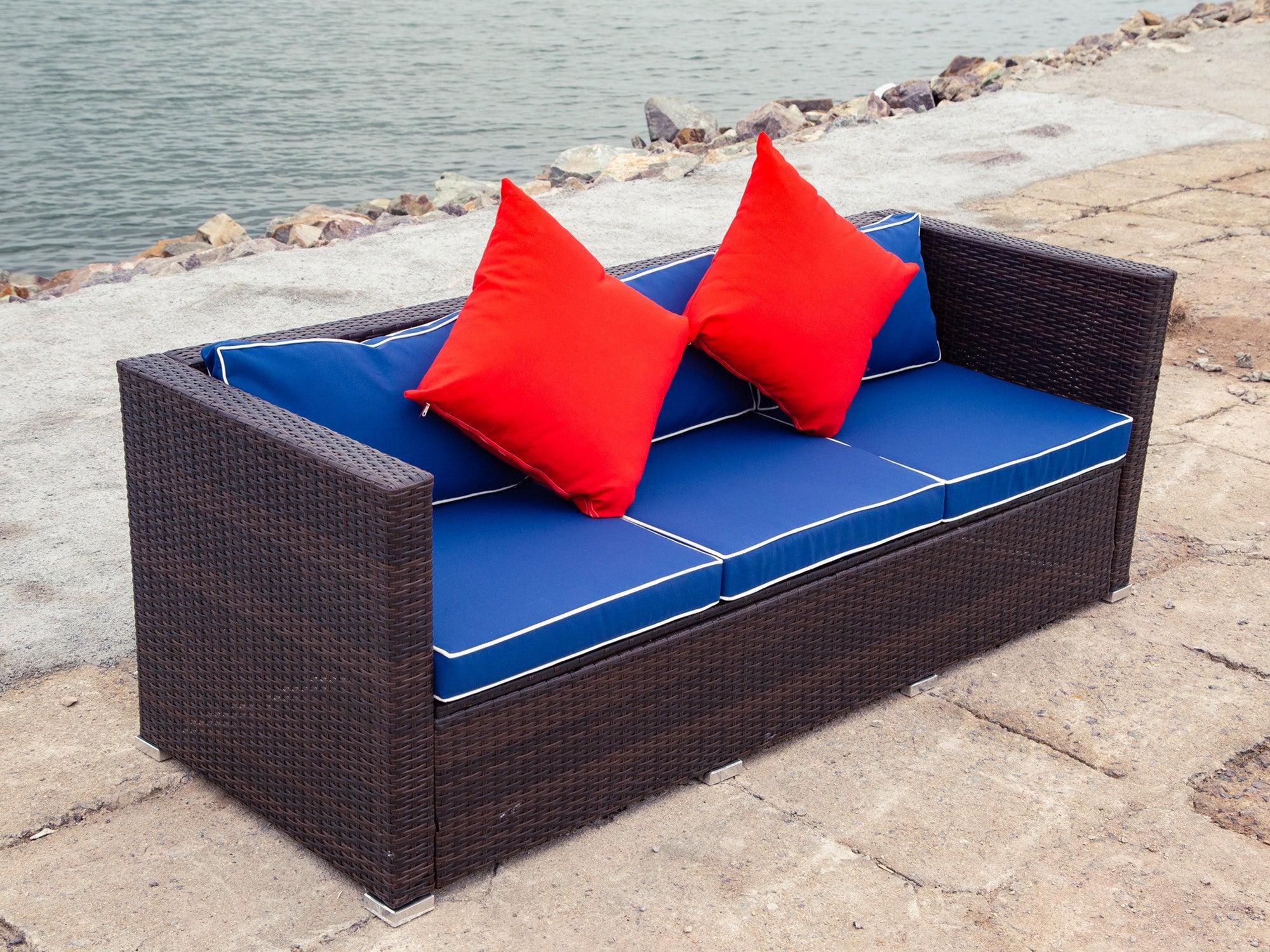 3 Piece Patio Sectional Wicker Rattan Outdoor Furniture Sofa Set