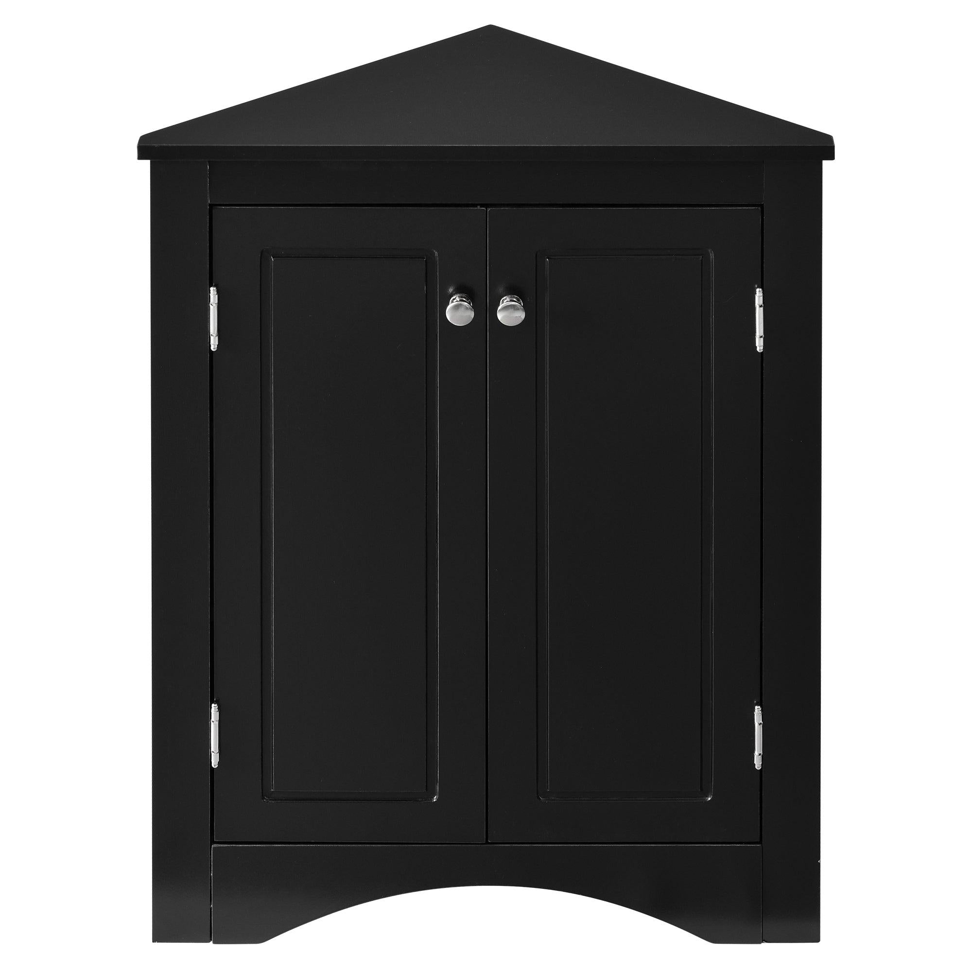 Black Triangle BathroomStorage Cabinet with Adjustable Shelves, Freestanding Floor Cabinet for Home Kitchen