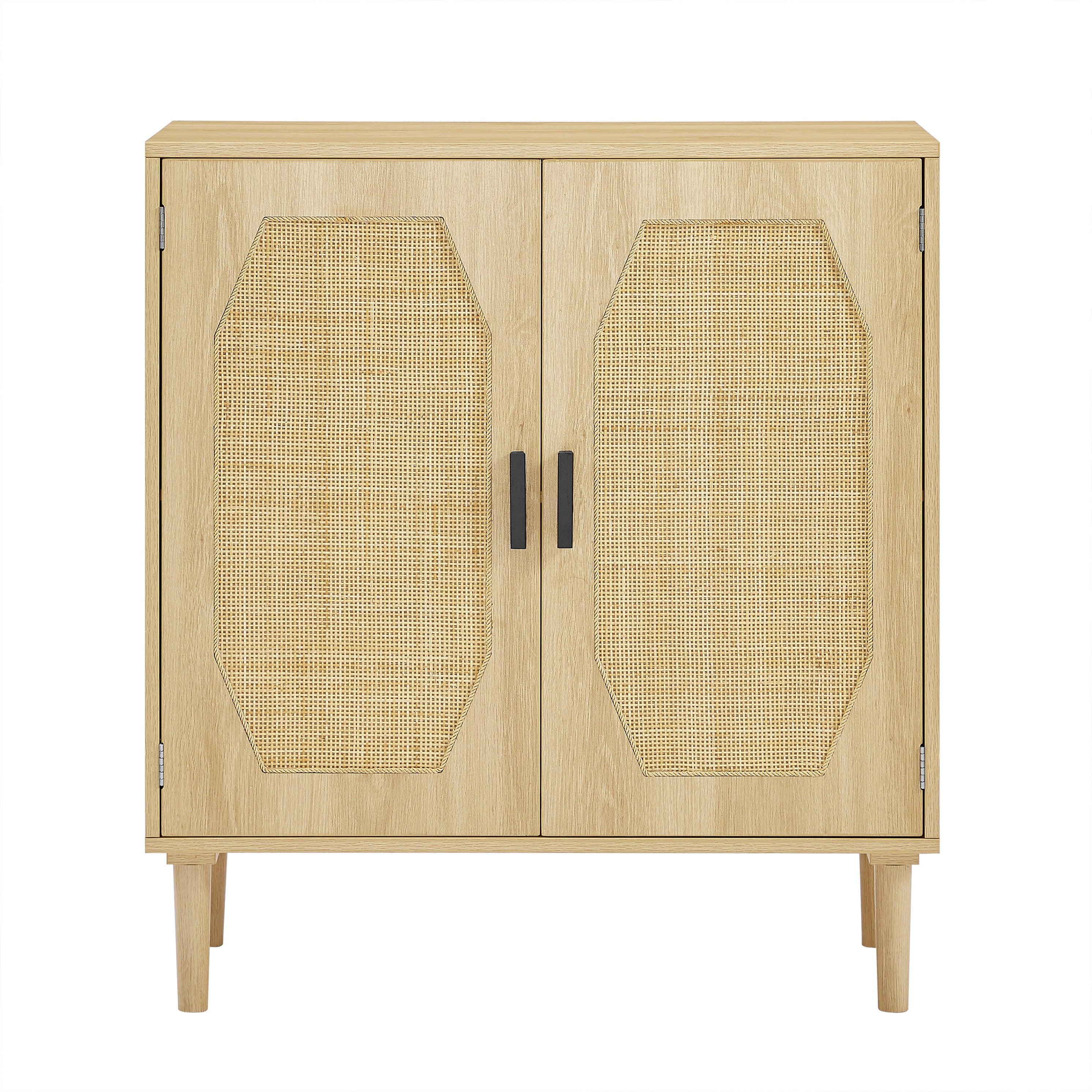 KitchenStorage cabinets with rattan decorative doors, buffets, wine cabinets, dining rooms, hallways, cabinet console tables, （Natural，31.5''LX 15.8''WX 34.6"H）.