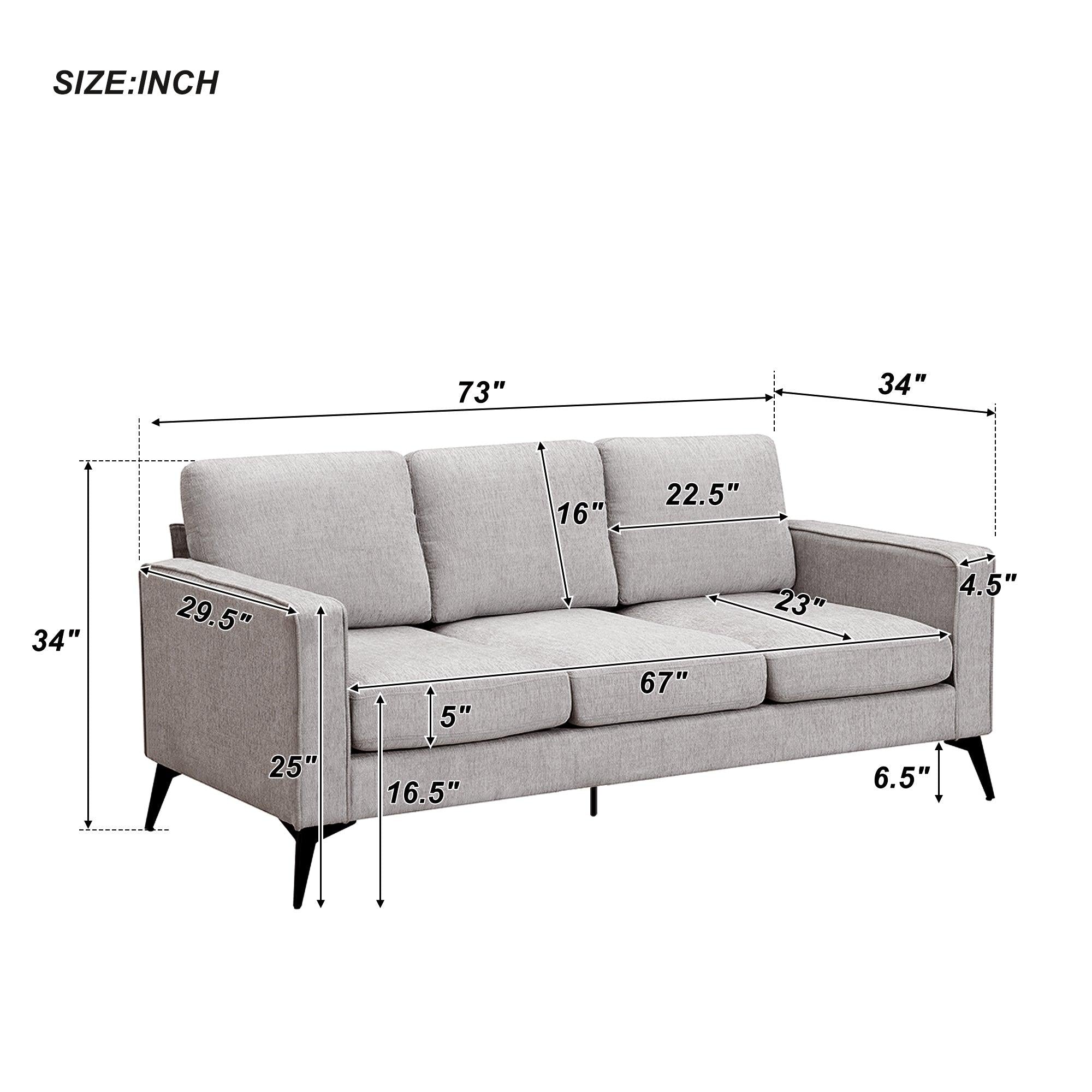 Modern 3-Piece Sofa Sets with Sturdy Metal Legs,Chenille Upholstered Couches Sets Including 3-Seat Sofa, Loveseat and Single Chair for Living Room Furniture Set (1+2+3 Seat)