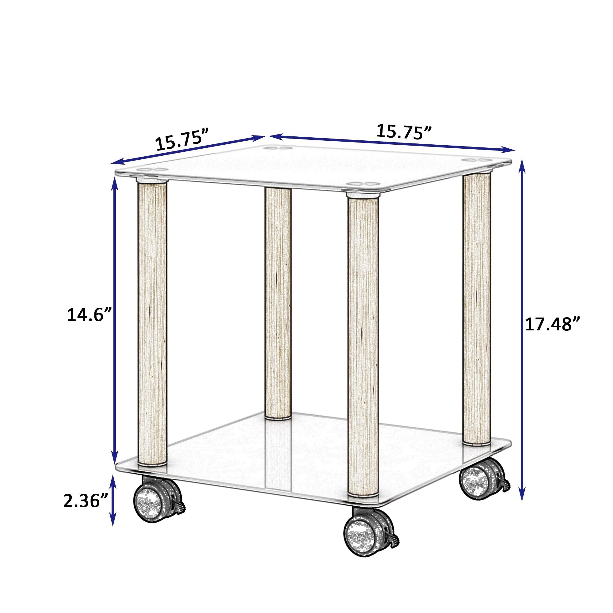 1-Piece White+Oak Side Table , 2-Tier Space End Table ,Modern Night Stand, Sofa table, Side Table withStorage Shelve