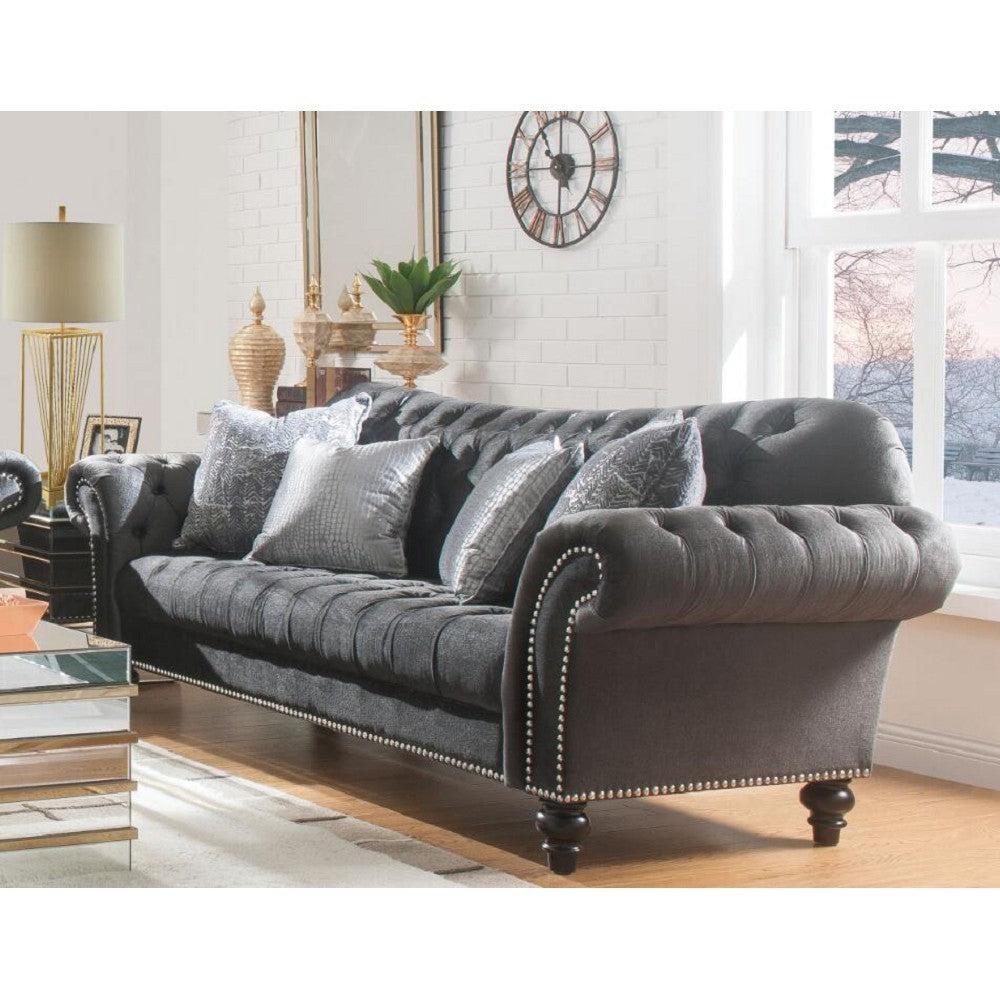 ACME Gaura Sofa w/4 Pillows in Dark Gray Velvet 53090 image