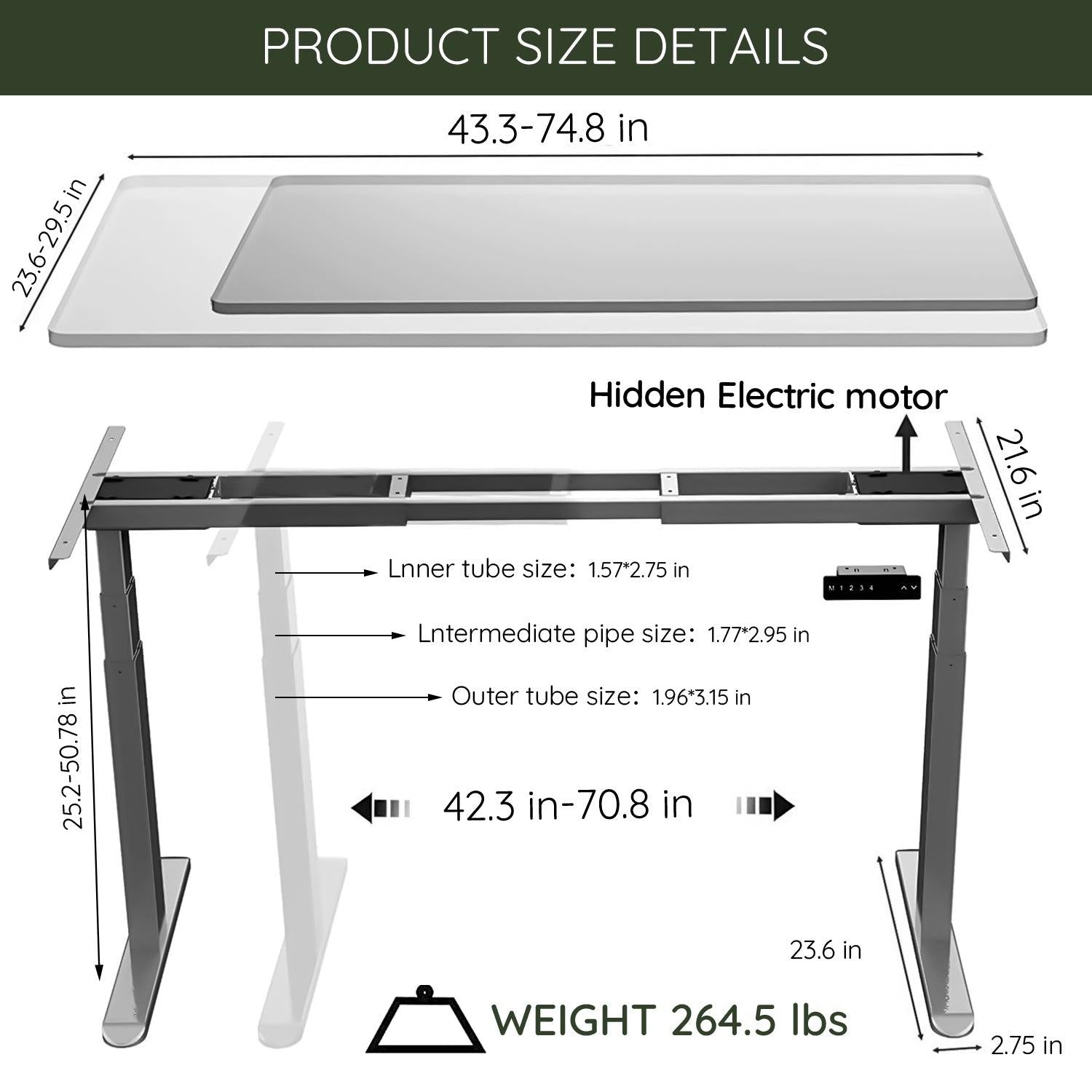 Electric Stand up Desk Frame - ErGear Height Adjustable Table Legs Sit Stand Desk Frame Up to  Ergonomic Standing Desk Base Workstation Frame Only