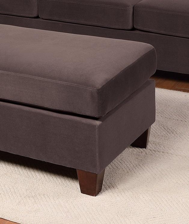 Living Room Cocktail Ottoman Dark Coffee Velvet Wooden Legs