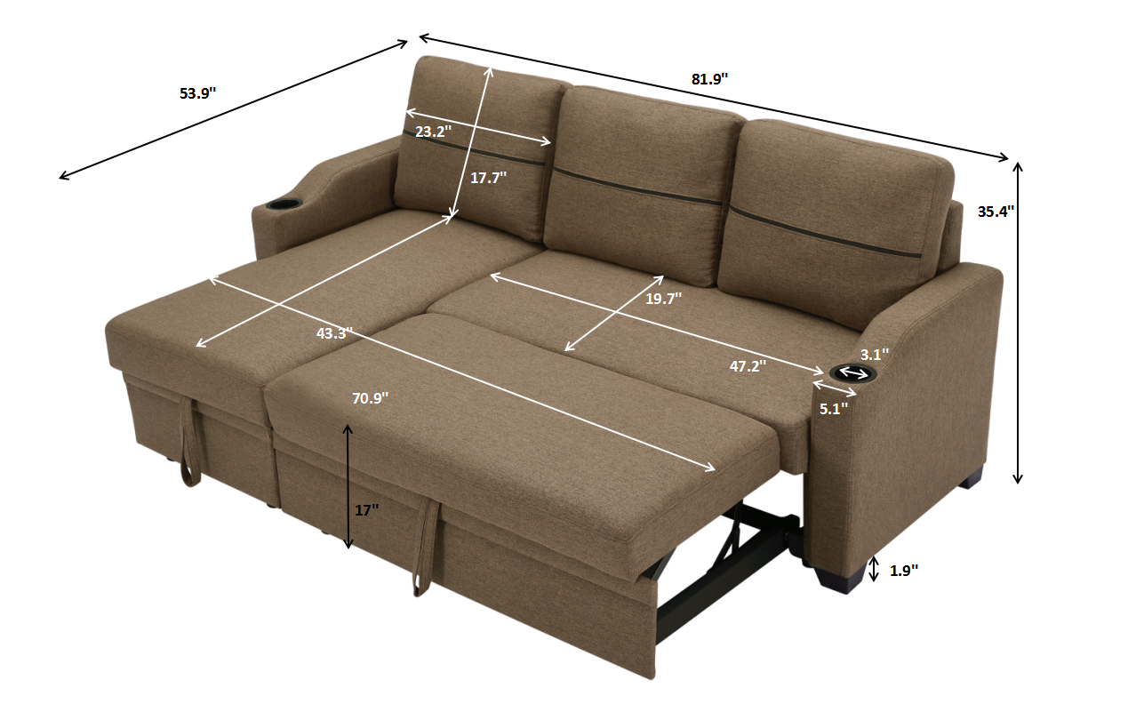 9191 Brown broachingStorage sofa