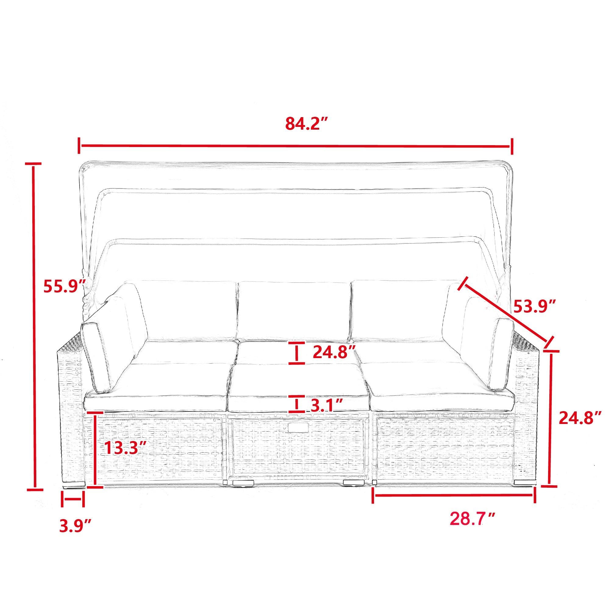 Modern outdoor sunbathing rattan sofa wholesale steel pool furniture chaise metal outdoor chair modular sectional sofa sets with roof