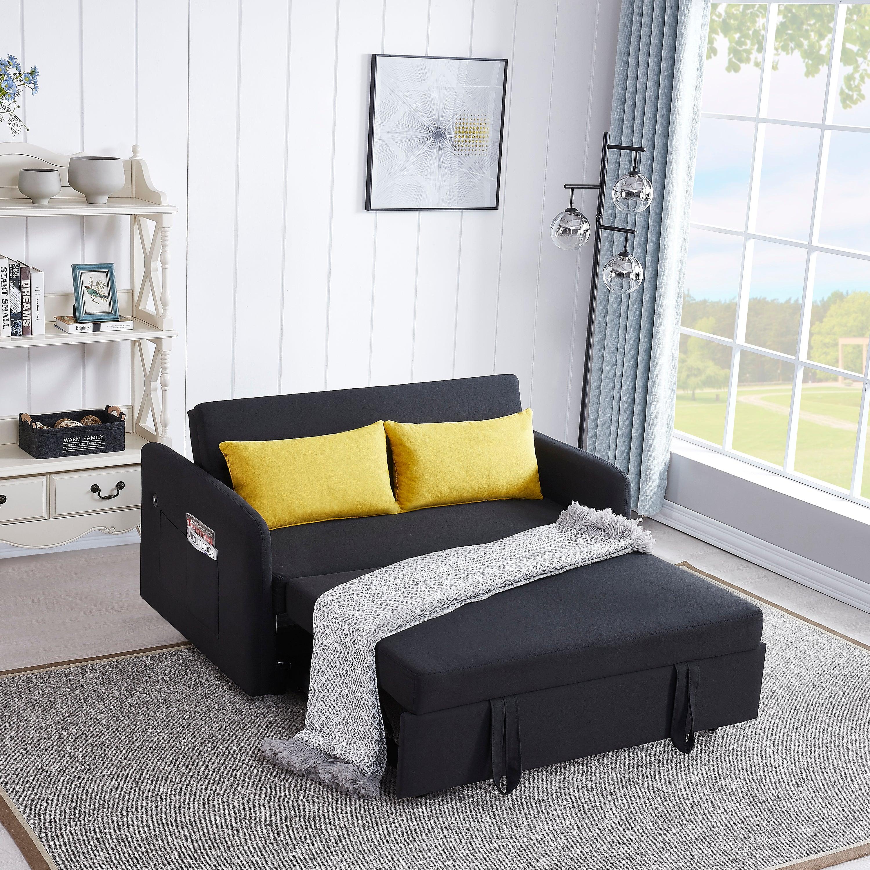 Twins Sofa Bed Black Fabric image