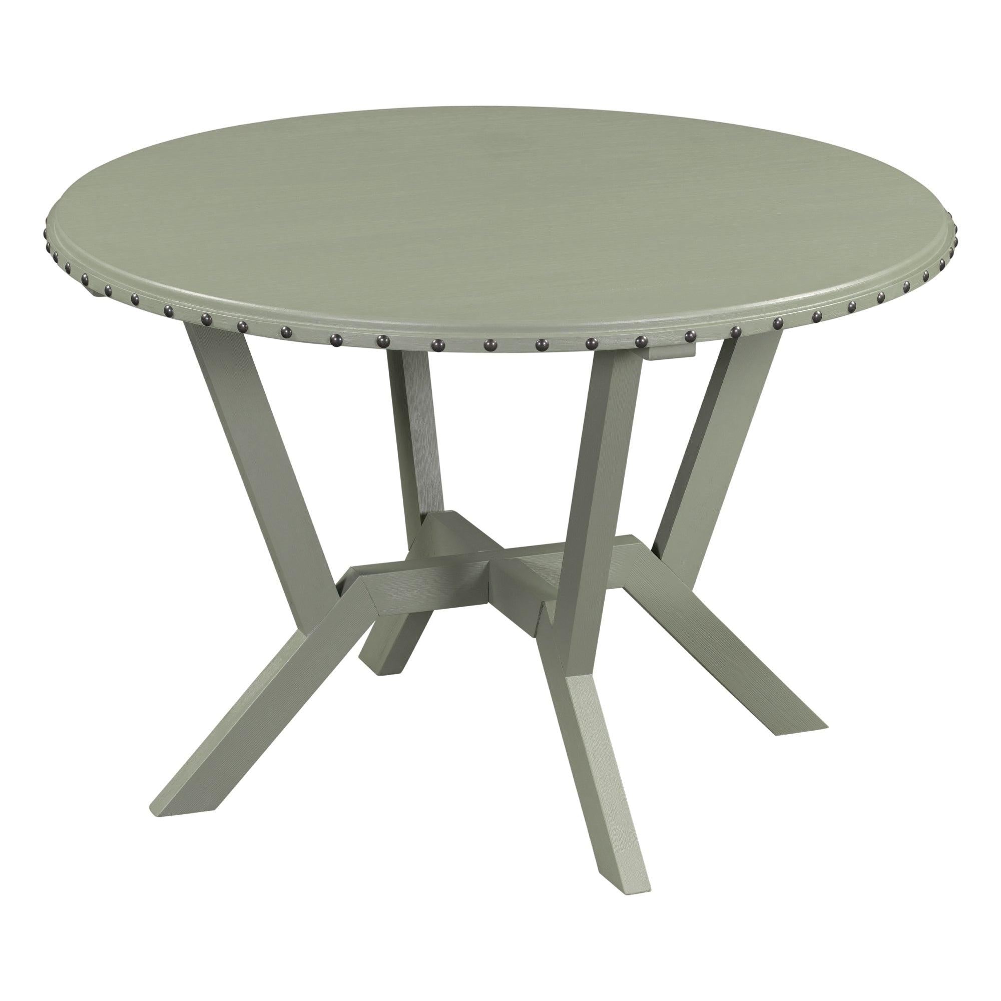 Mid-Century 5-Piece Dining Table Set, Round Table with Cross Legs, 4 Upholstered Chairs for Small Places, Kitchen, Studio, Green