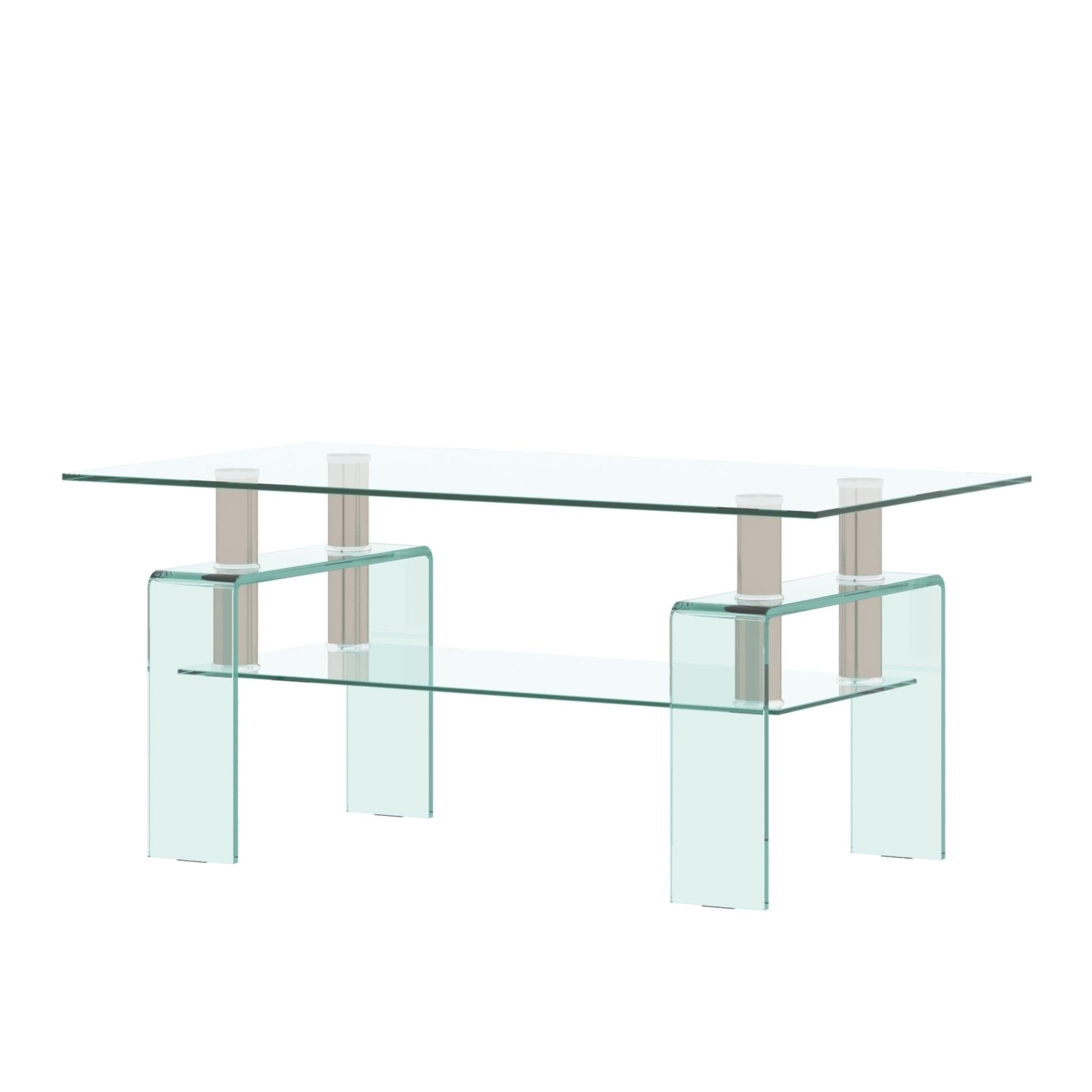 39.37'' Tempered Glass Coffee Table Clear Table Transparent  Coffee Table for Room