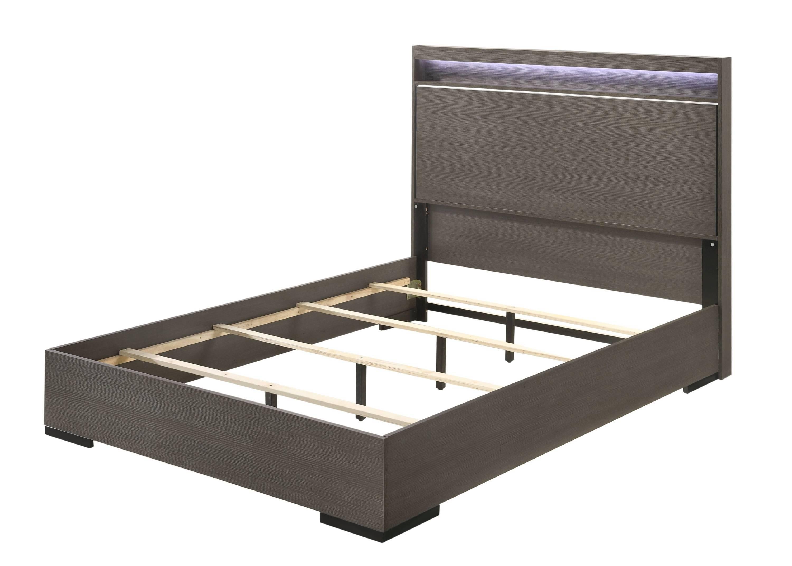 ACME Escher Eastern King Bed, LED & Gray Oak 27647EK image