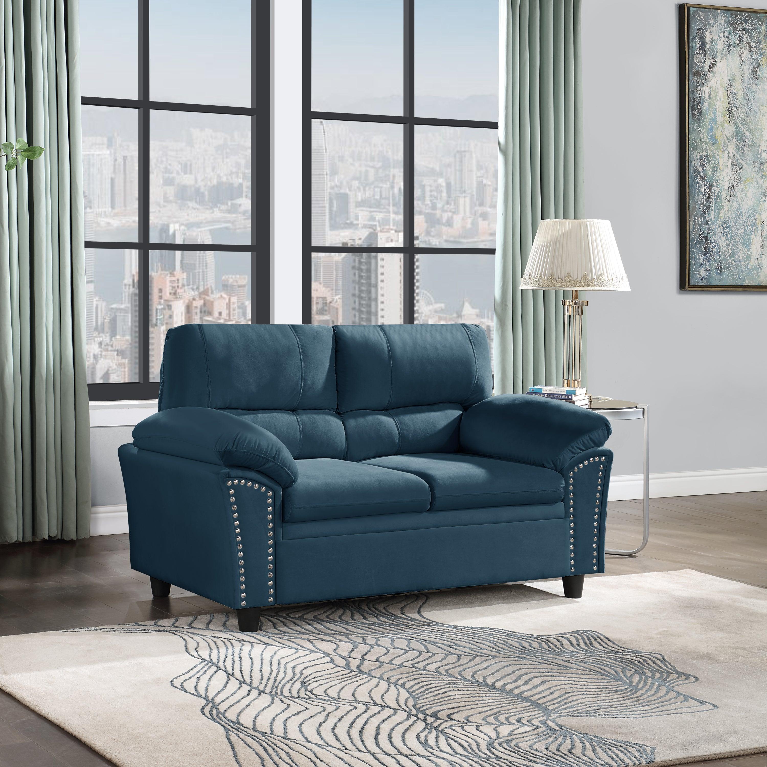 2-Seat Cloud Couch Loveseat sofa  for Living Room, Bedroom, Office, Blue