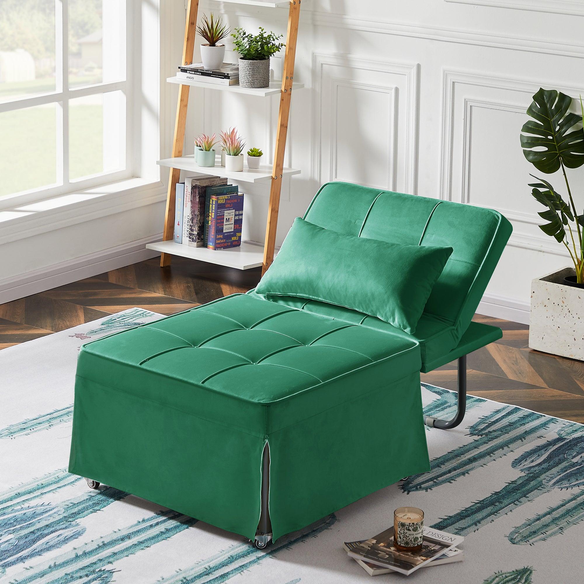 Velvet Folding Sofa Bed Sleeper Chair with Adjustable Backrest .