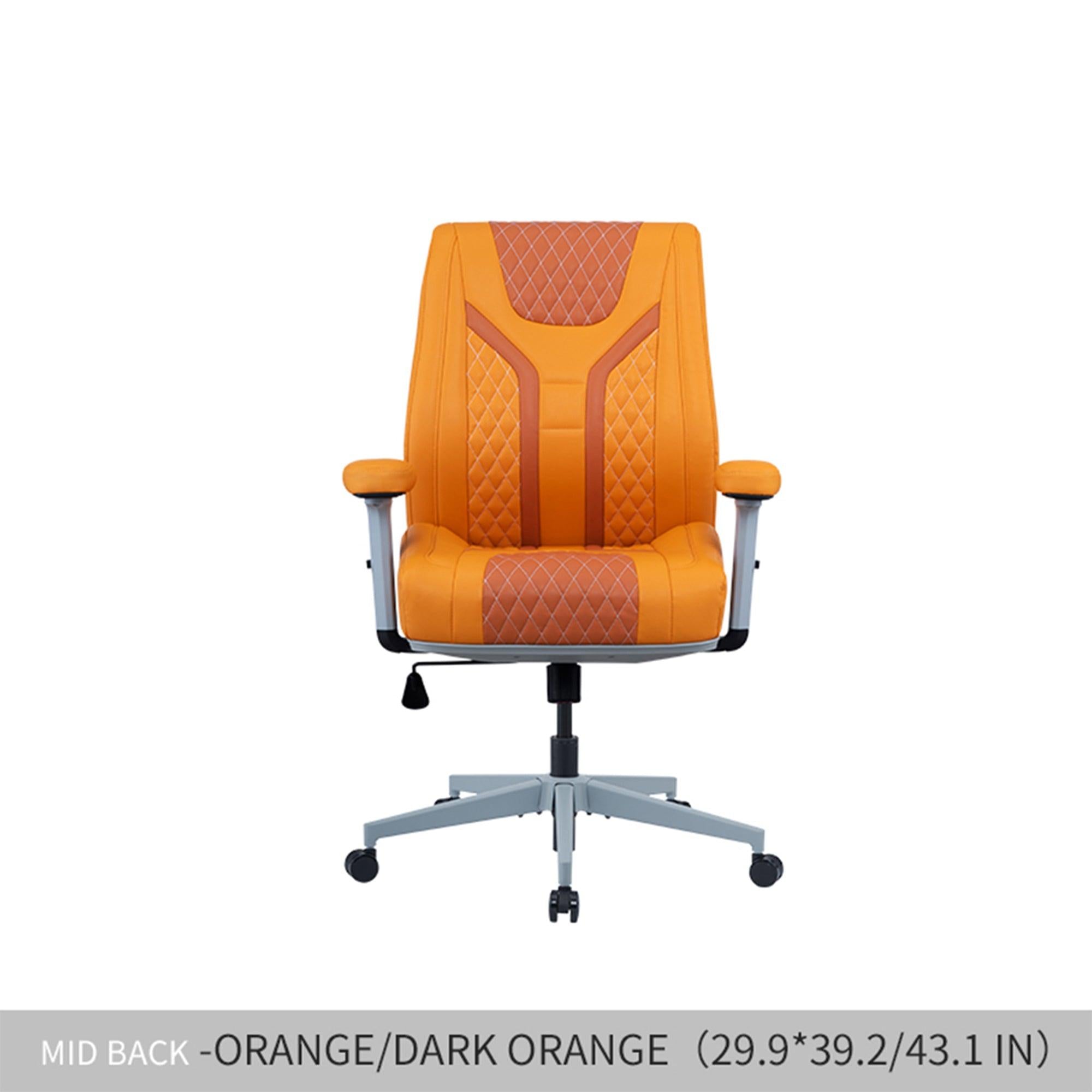 Office Desk Chair, Air Cushion Mid Back Ergonomic Managerial Executive Chairs, Headrest and Lumbar Support Desk Chairs with Wheels and Armrest, Orange/Dark Orange image