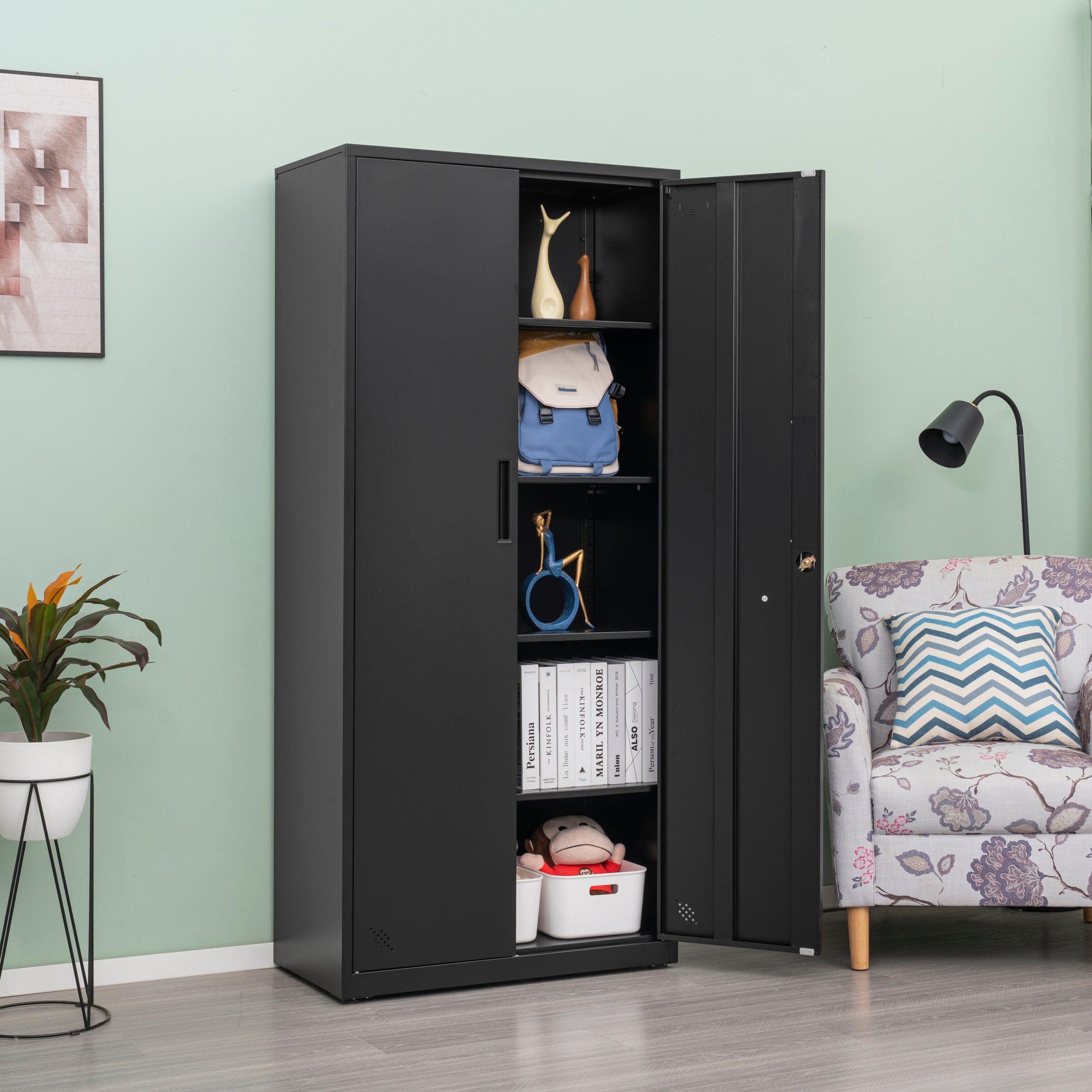 HighStorage Cabinet with 2 Doors and 4 Partitions to Separate 5Storage Spaces, Home/ Office Design