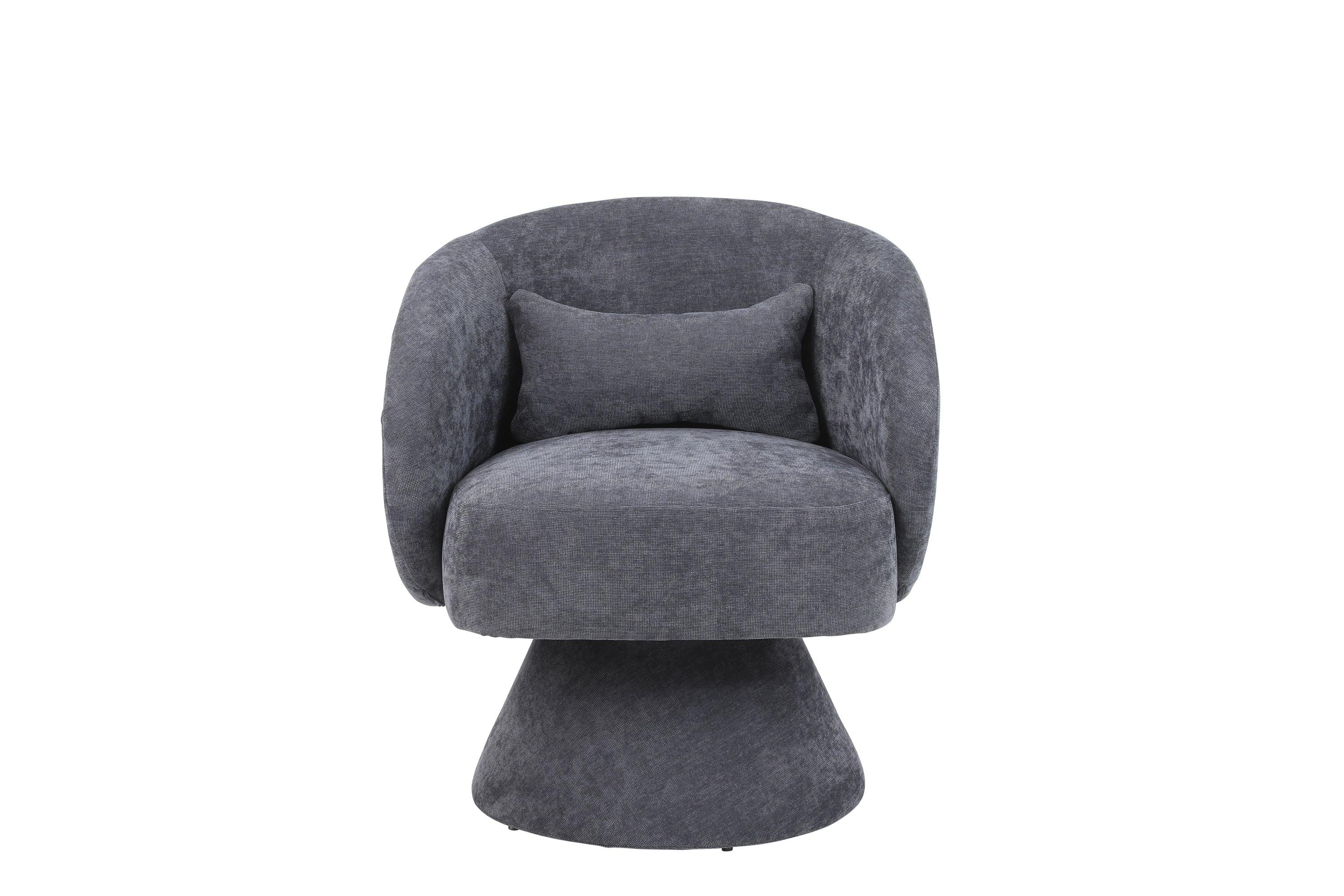 Swivel Accent Chair Armchair, Round Barrel Chair in Fabric for Living Room Bedroom(Dark Grey)