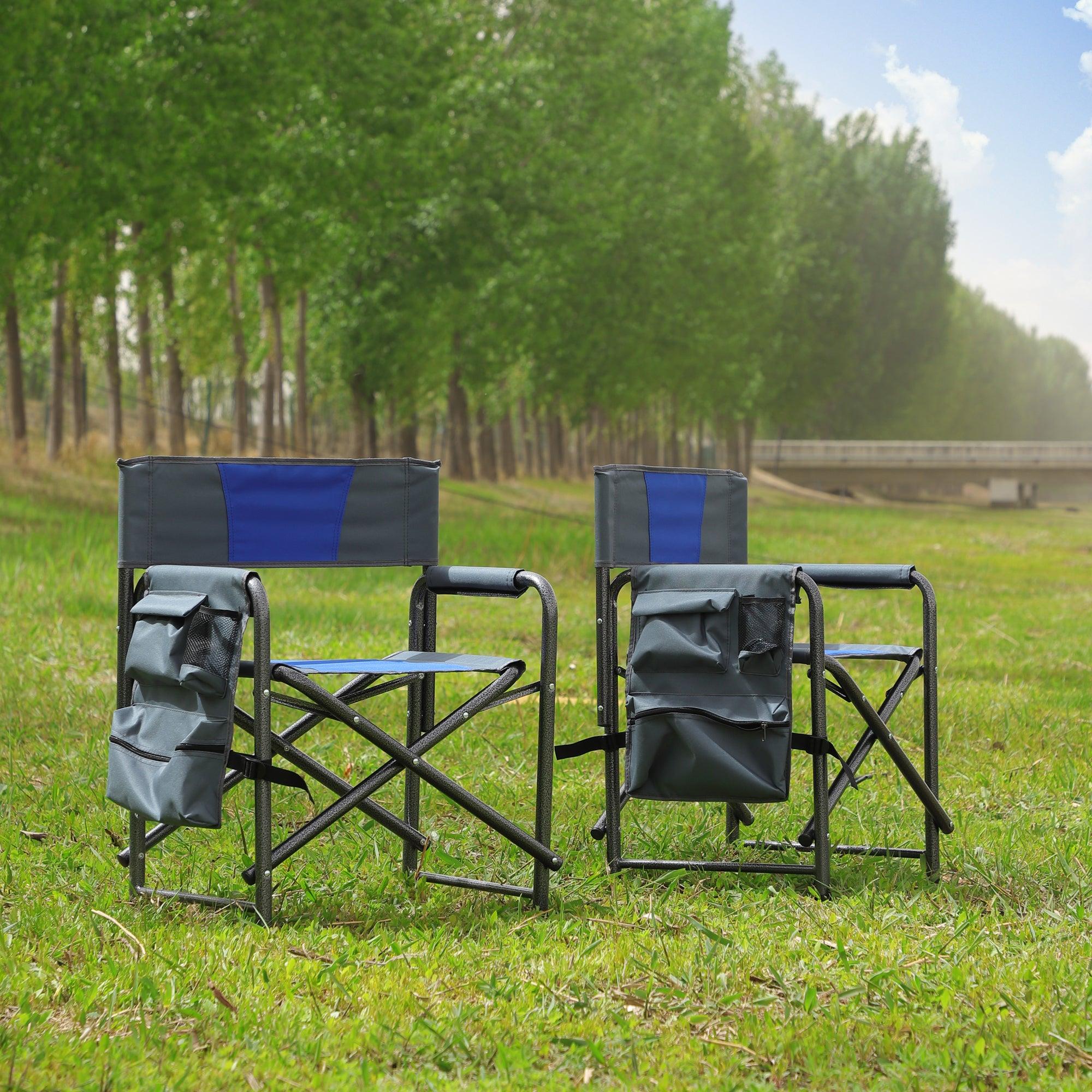 Set of 3, Folding Outdoor Table and Chairs Set for Indoor, Outdoor Camping, Picnics, Beach,Backyard, BBQ, Party, Patio, Black/Blue