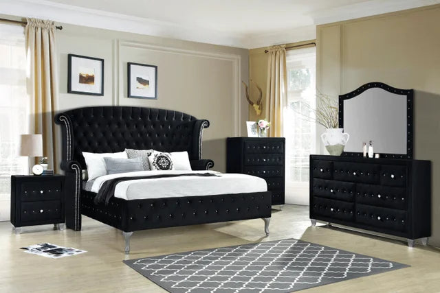 Diamond Palace Black Bedroom Set - Queen, King